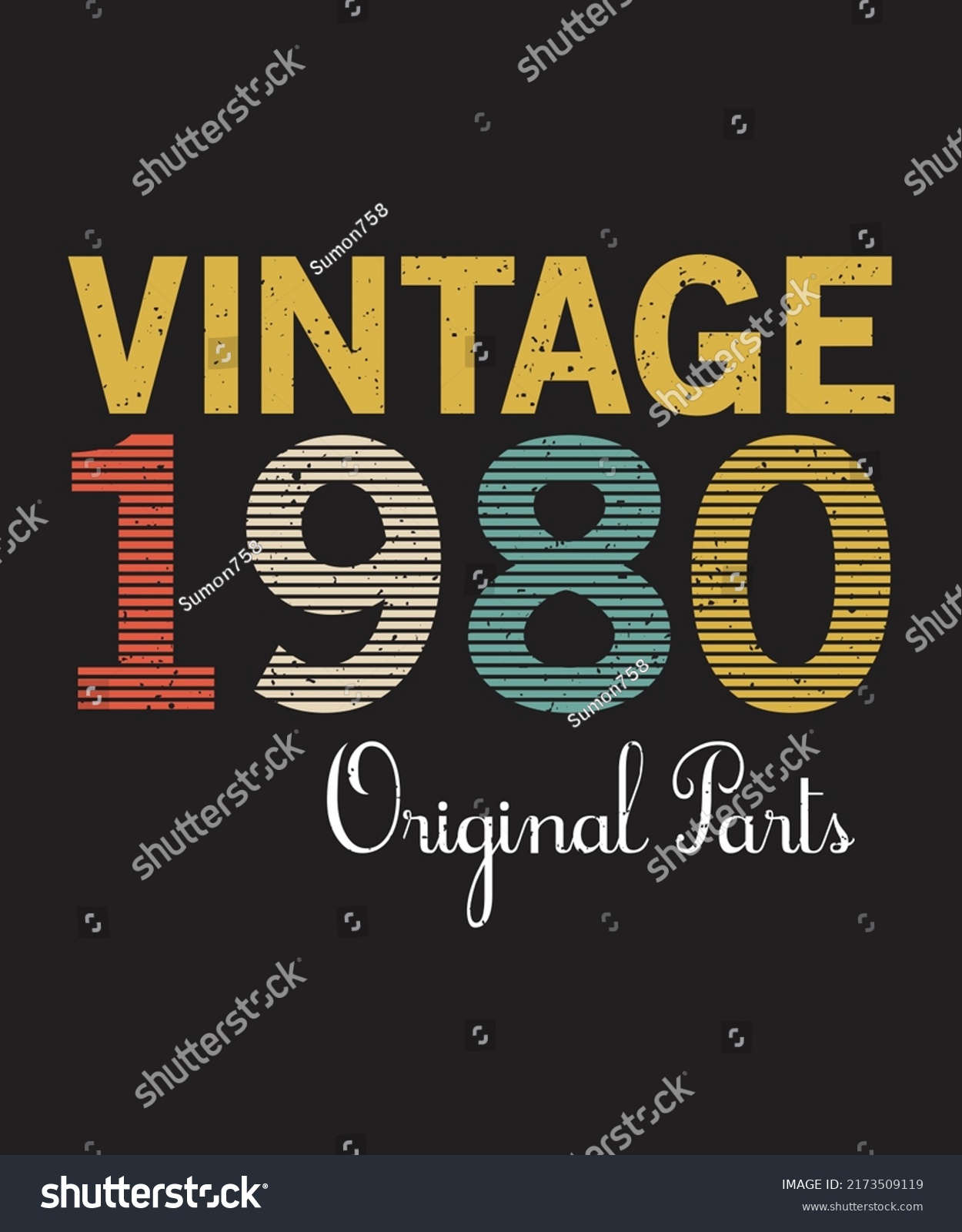 SVG of 42th Birthday Vintage 1980 Original Parts T-shirt Vector. svg
