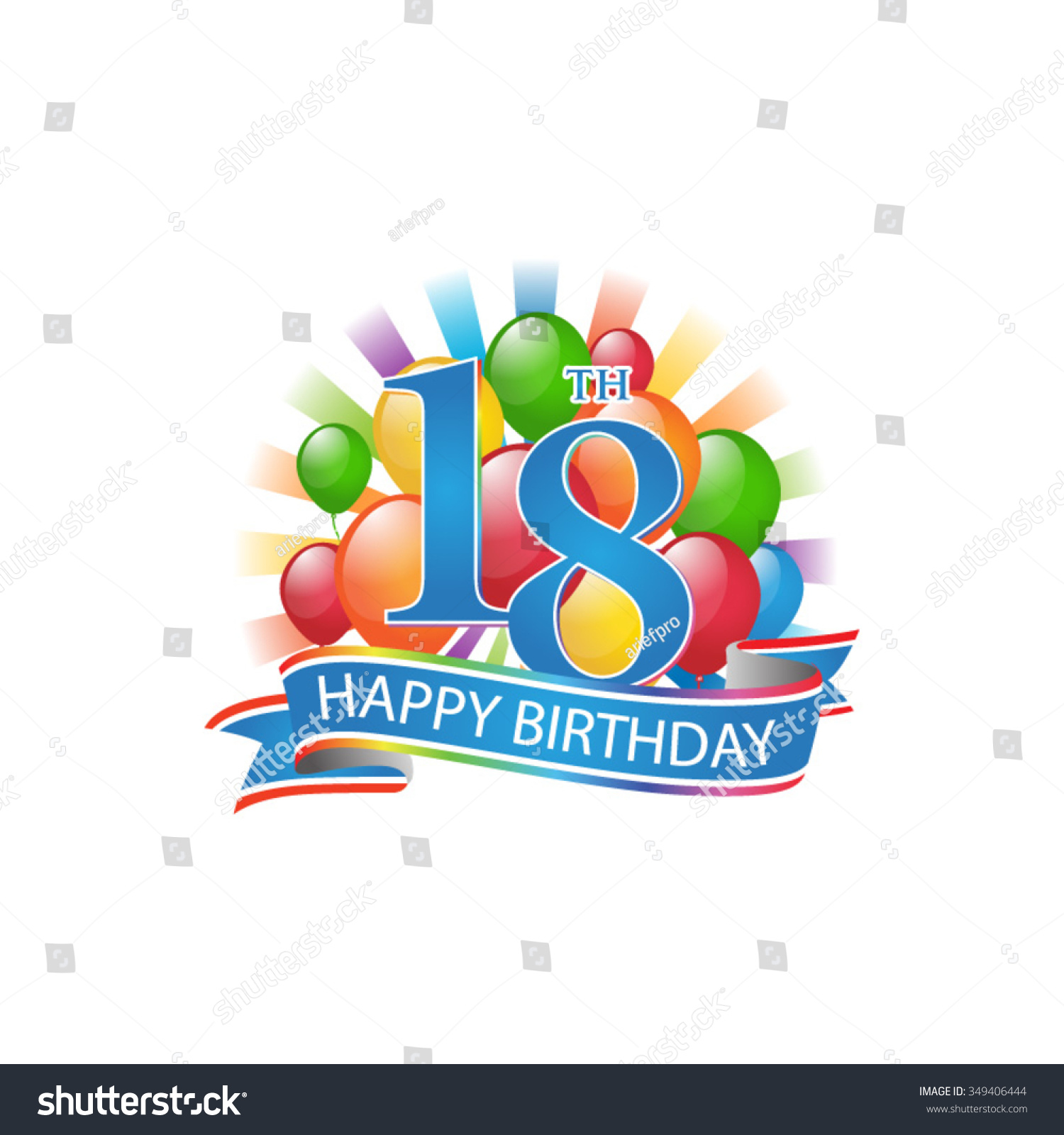 18th Colorful Happy Birthday Logo Balloons Stock Vector (Royalty Free ...