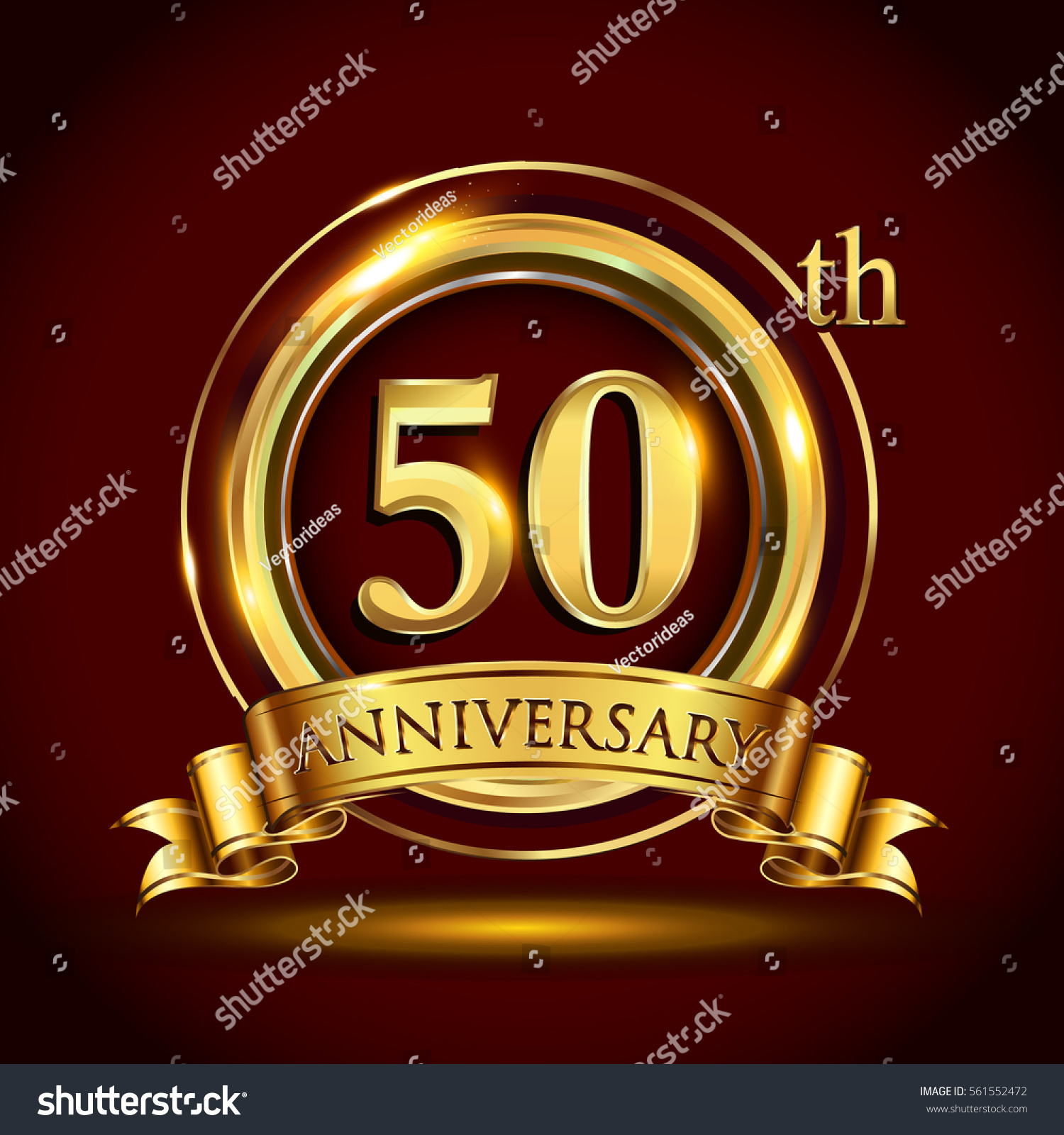 50th Golden Anniversary Logo Fifty Years Stock Vector (Royalty Free ...