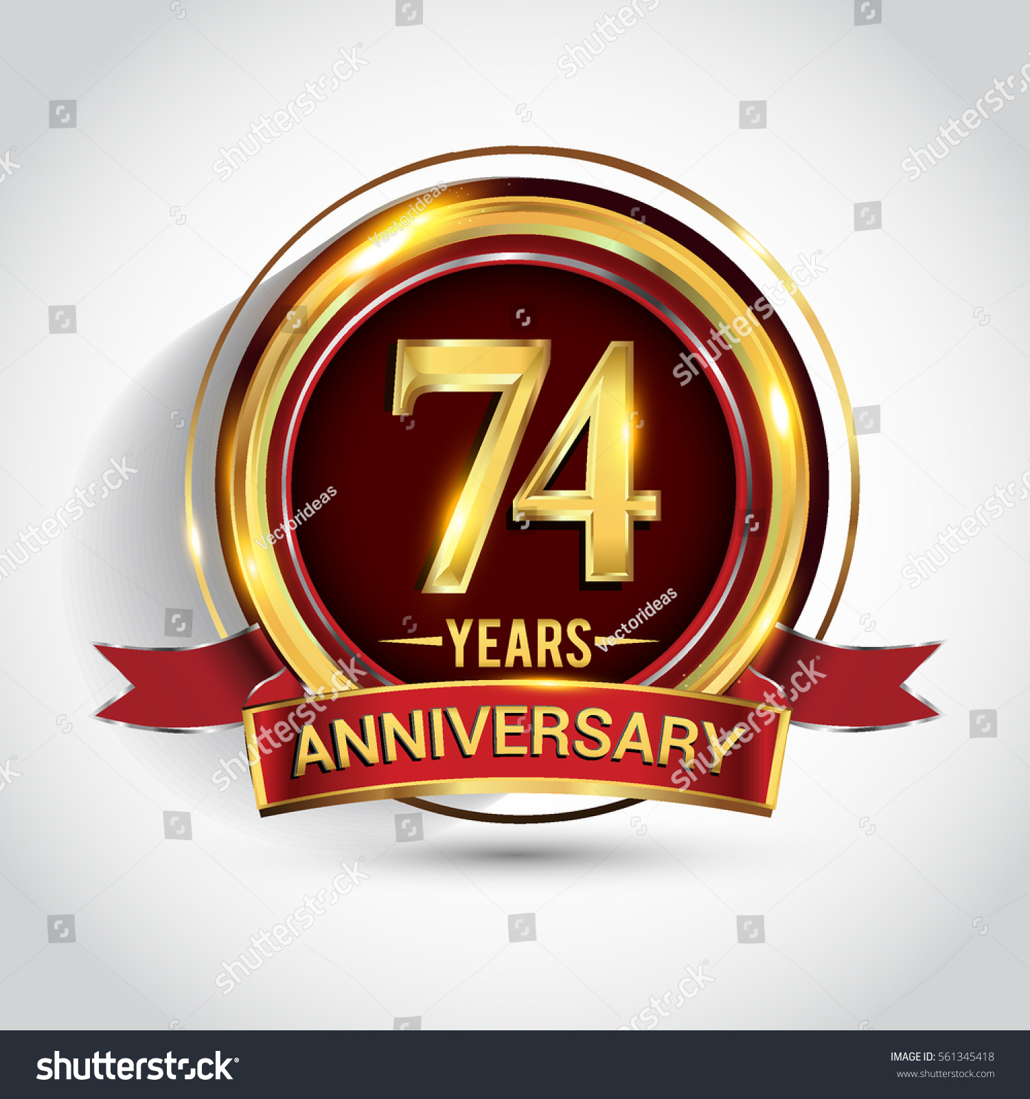 74th Golden Anniversary Logo Seventy Four Stock Vector Royalty Free