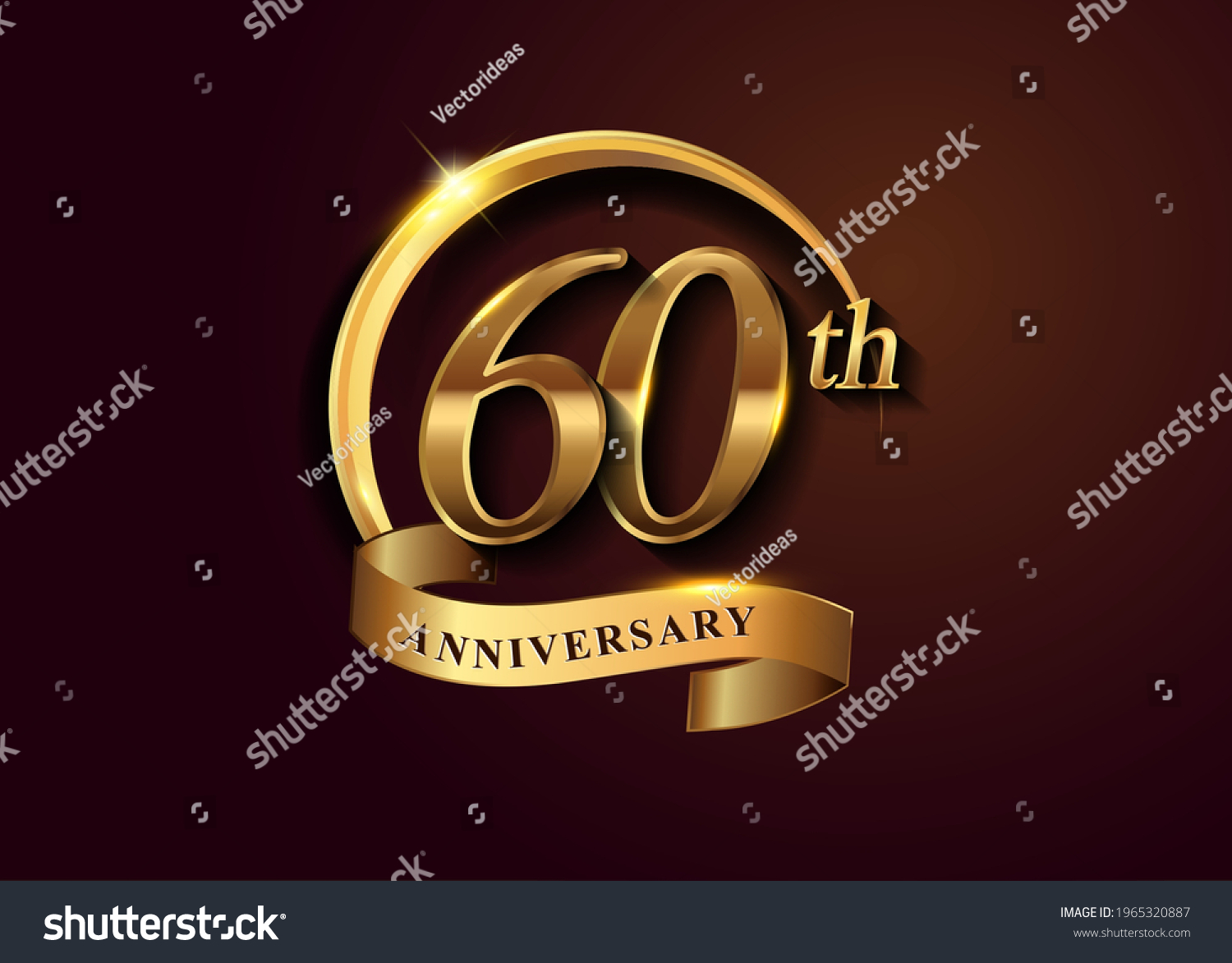 60th Golden Anniversary Logo Gold Ring Stock Vector Royalty Free 1965320887 7328