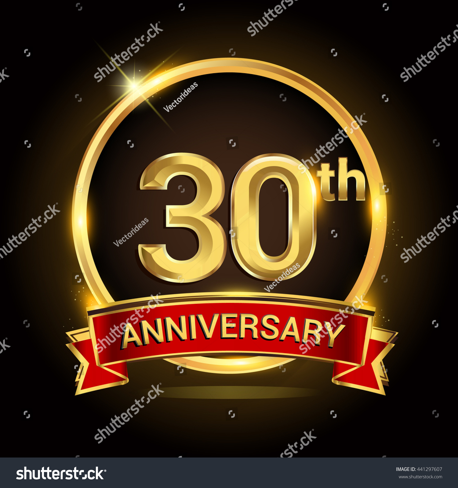 30th Golden Anniversary Logo Ring Red Stock Vector (Royalty Free ...