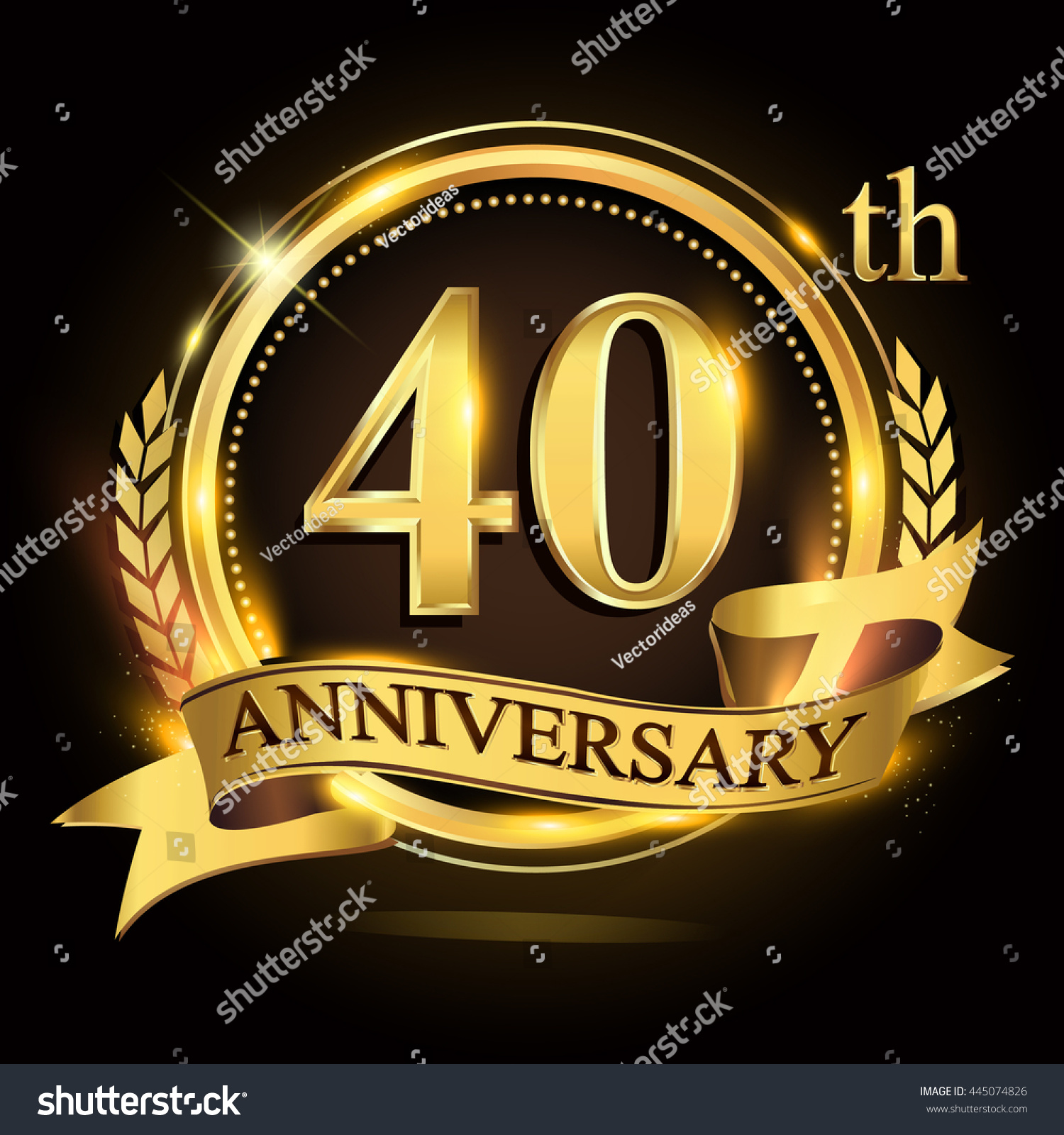 40th Golden Anniversary Logo Ring Ribbon Stock Vector (Royalty Free ...