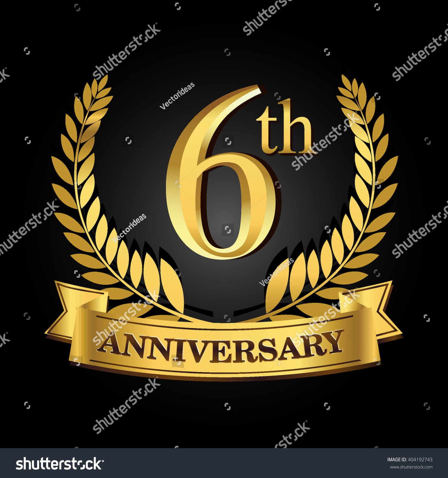 6th Golden Anniversary Logo Ring Ribbon Stock Vector (Royalty Free ...