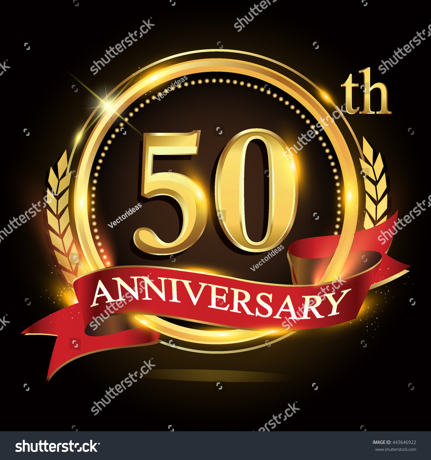 50th Golden Anniversary Logo Shiny Ring Stock Vector (Royalty Free ...