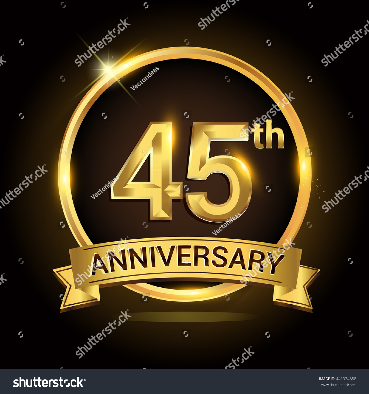 45th Golden Anniversary Logo Shiny Ring Stock Vector 441034858 ...