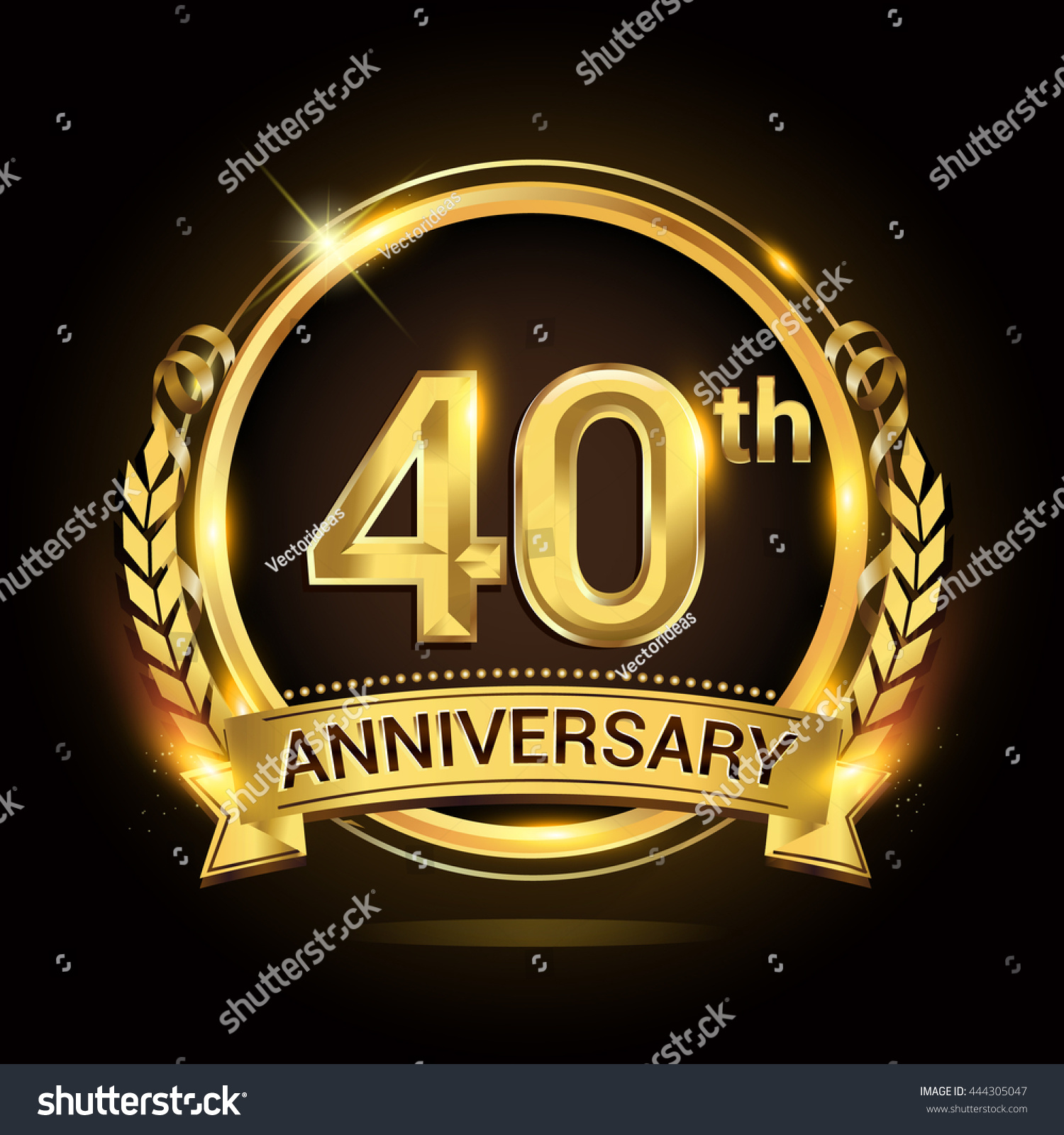 40th Golden Anniversary Logo 40 Years Stock Vector Royalty Free 444305047