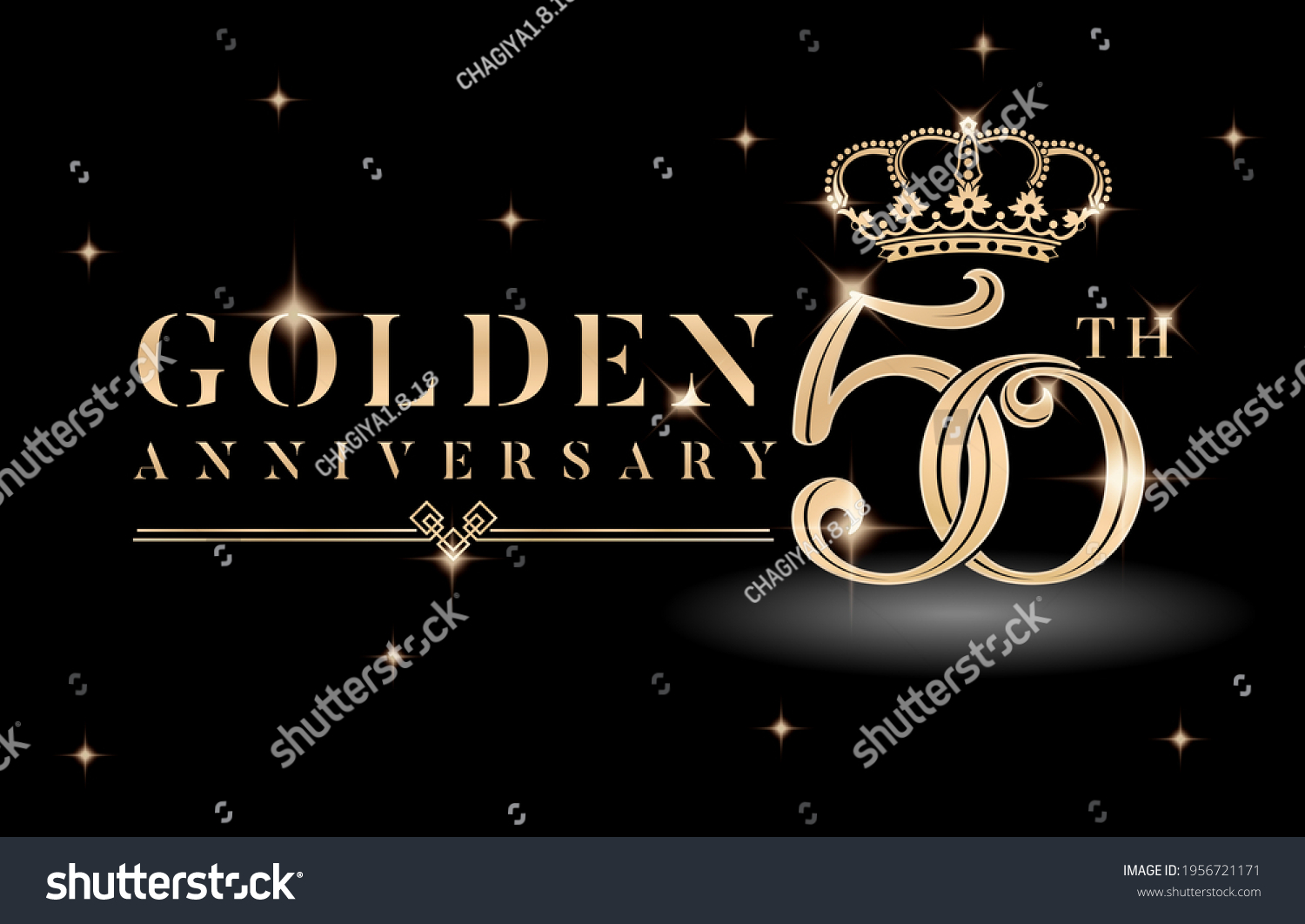 SVG of 50th Golden anniversary symbol with crown and sparkling glitter isolated black backgrounds. applicable for greeting cards, invitation, Wedding anniversary , banner and celebration company or business svg