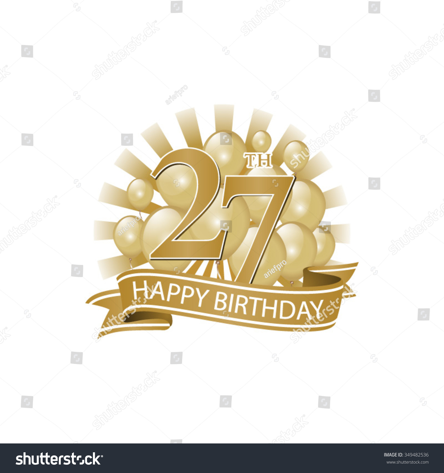 27th Golden Happy Birthday Logo Balloons Stock Vector 349482536 ...