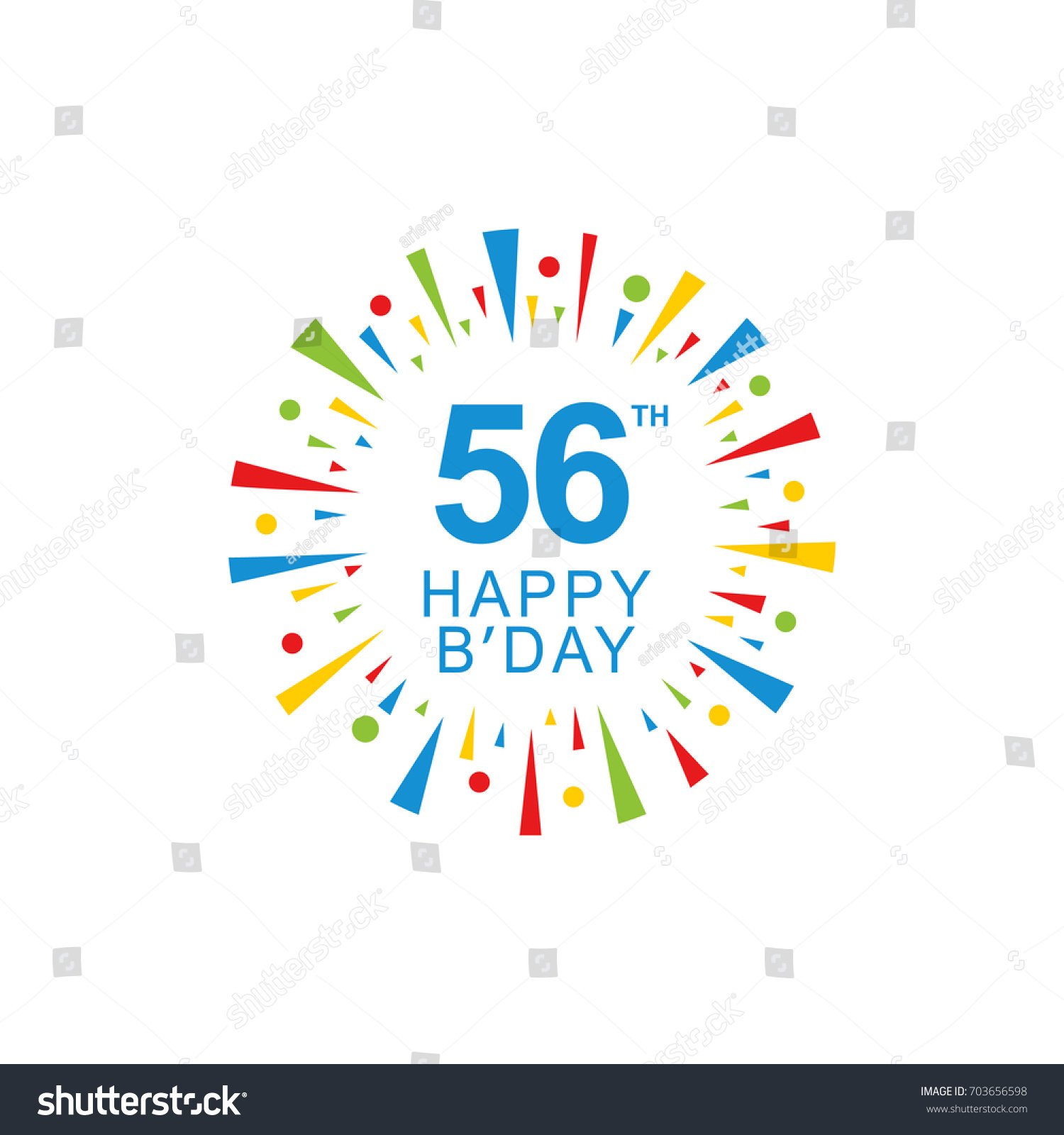 56th Happy Birthday Logo Circle Shape Stock Vector Royalty Free