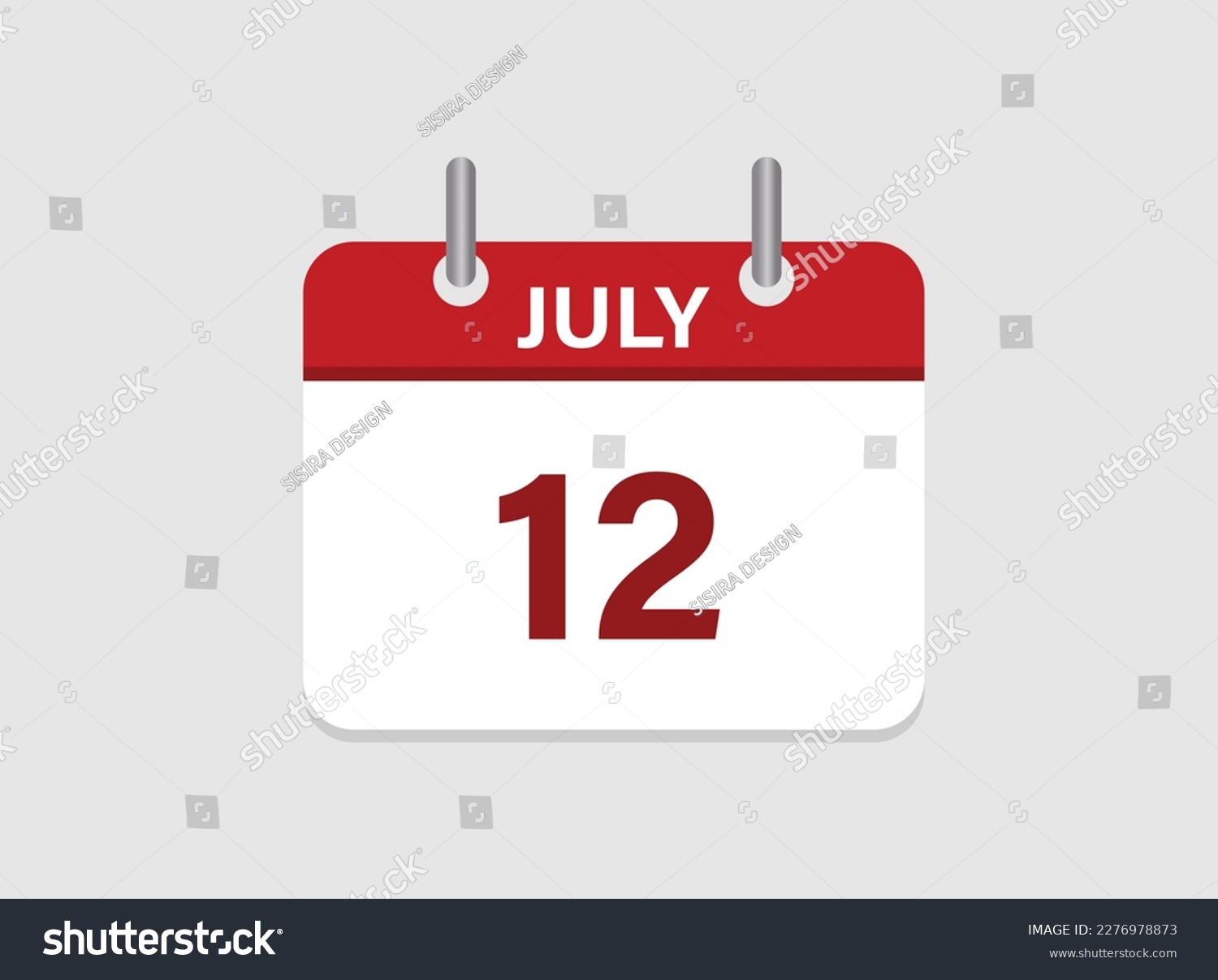 SVG of 12th July calendar icon. Calendar template for the days of July. svg