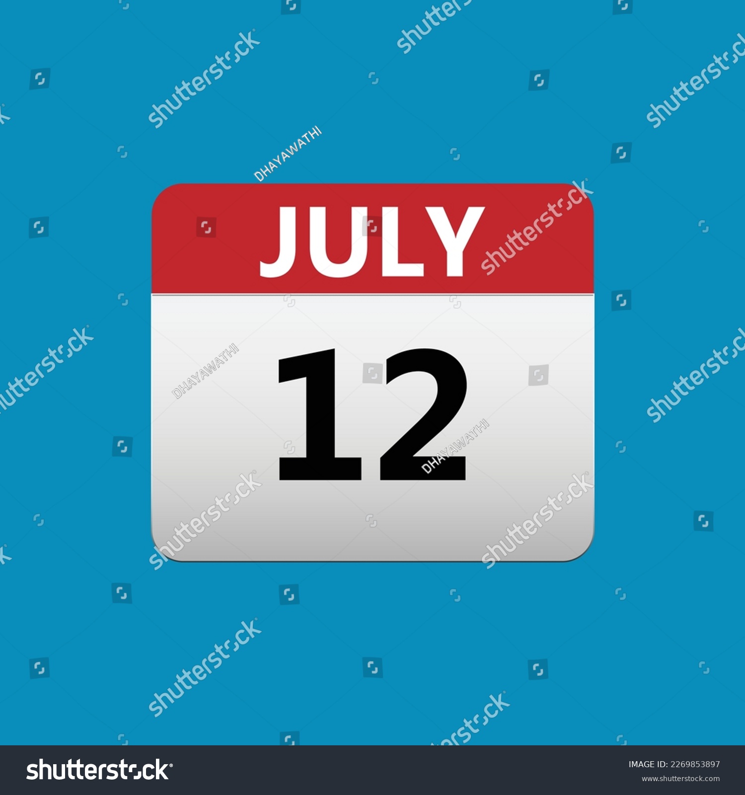 SVG of 12th July calendar icon. July 12 calendar Date Month icon. Isolated on blue background svg