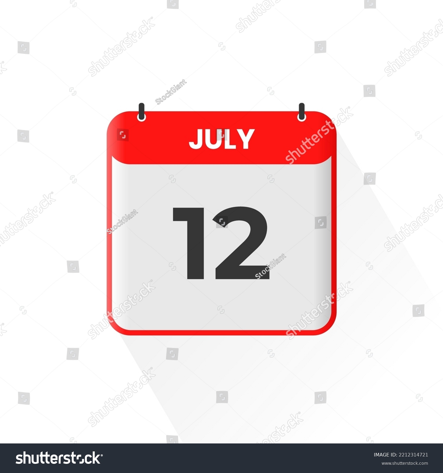 SVG of 12th July calendar icon. July 12 calendar Date Month icon vector illustrator svg