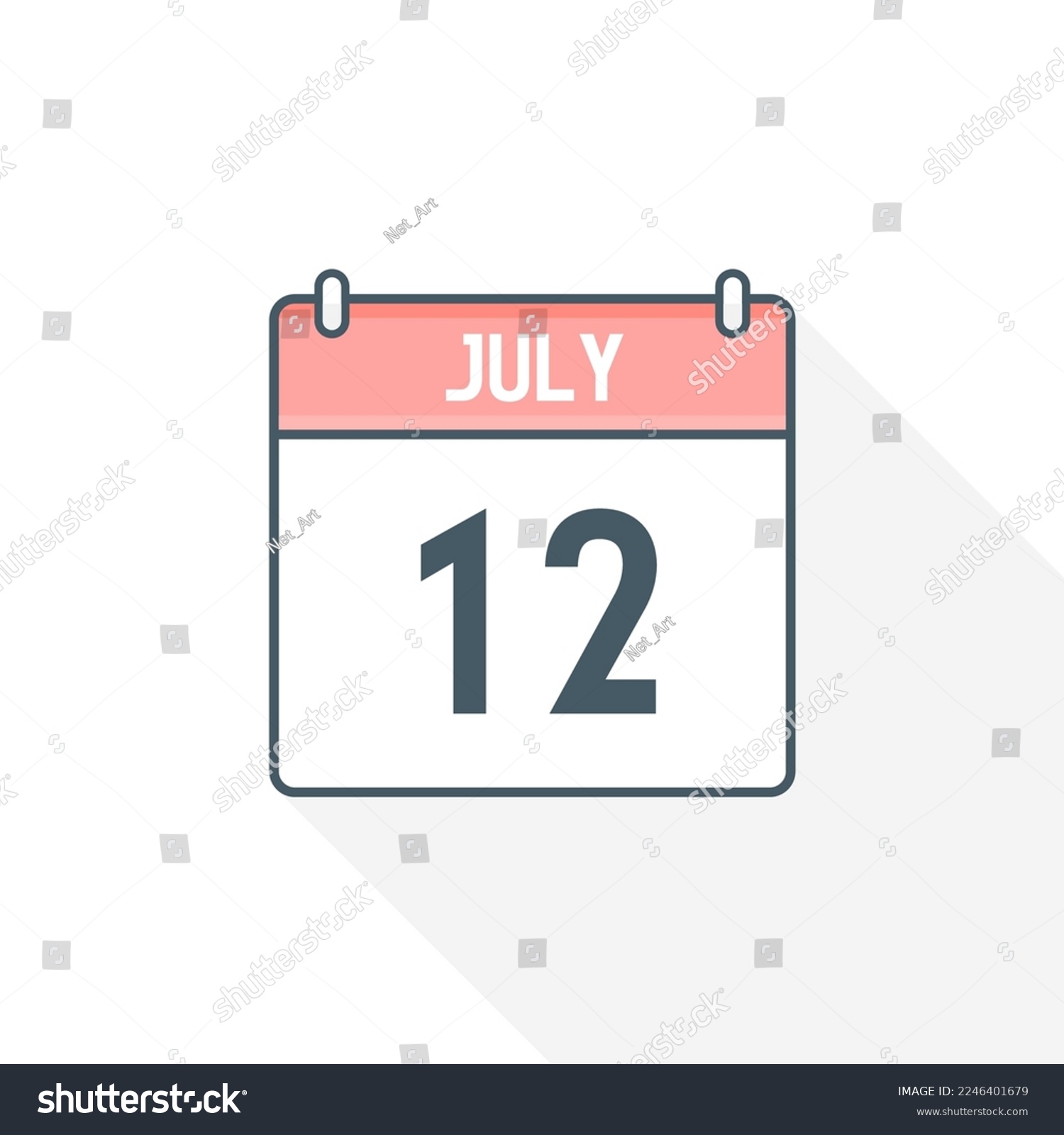SVG of 12th July calendar icon. July 12 calendar Date Month icon vector illustrator svg