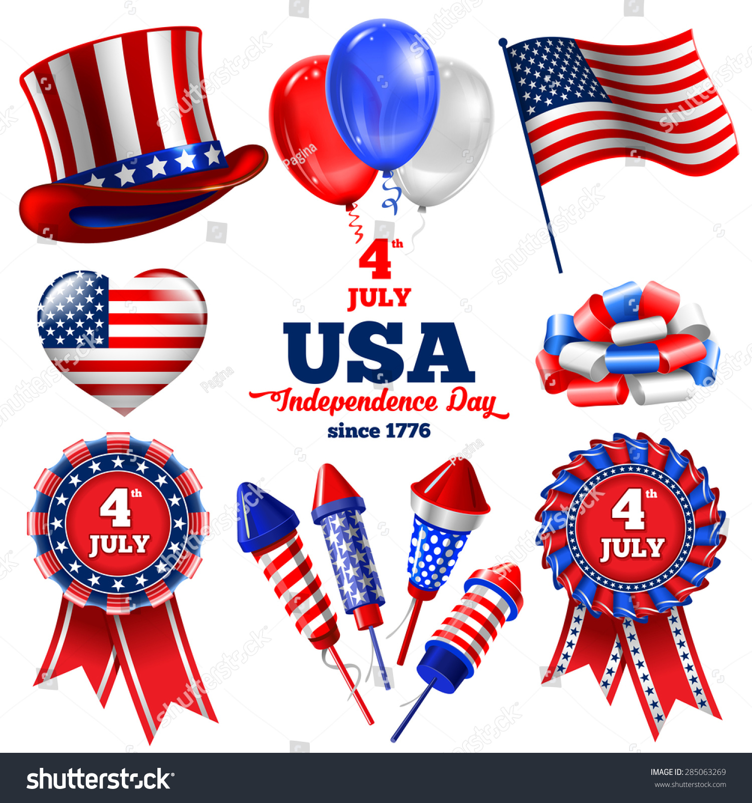 4th July Independence Day United States Stock Vector