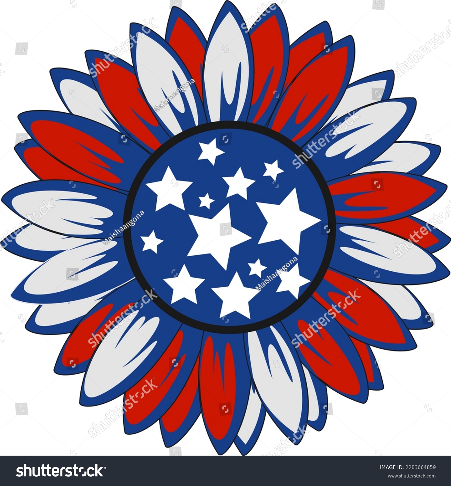SVG of 4th of July Sunflower. Independence Day.  svg