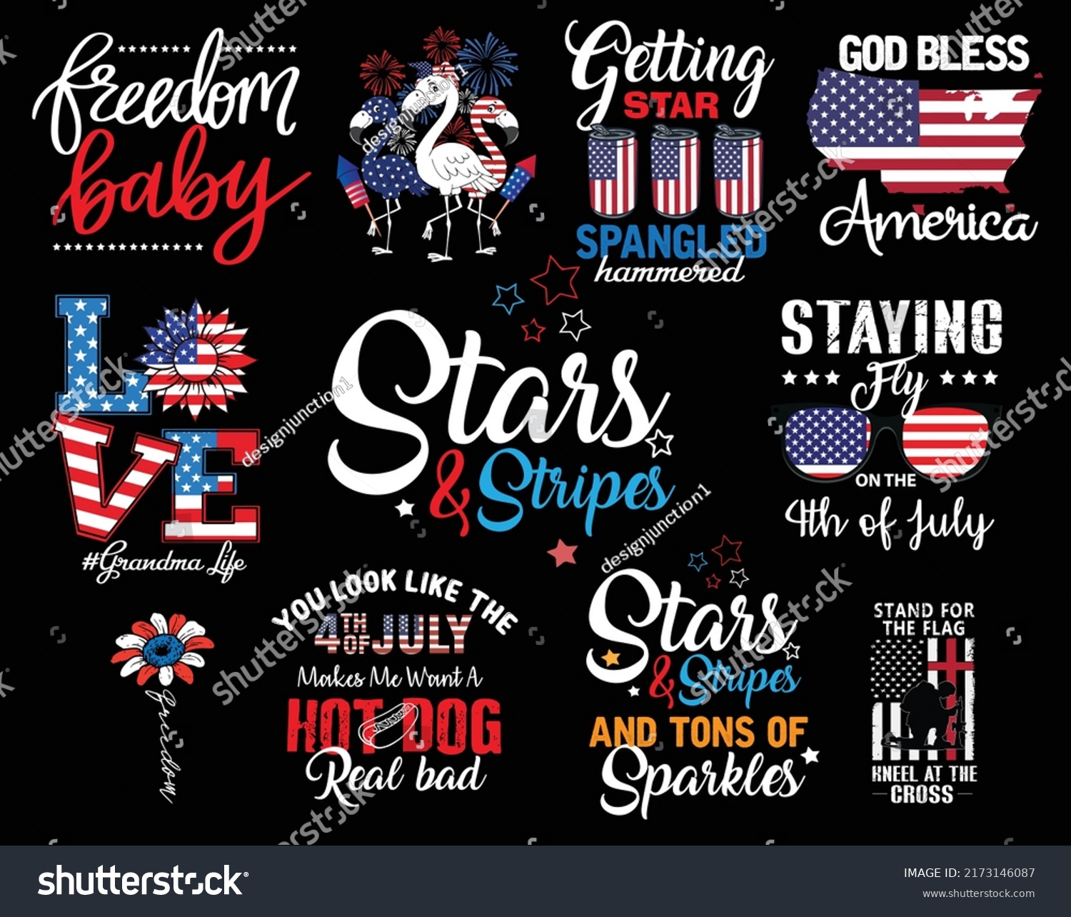 SVG of 4th of July SVG T shirt Design Bundle. Freedom baby, God bless America. Love Grandma life. Stand for the flag kneel at the cross. svg