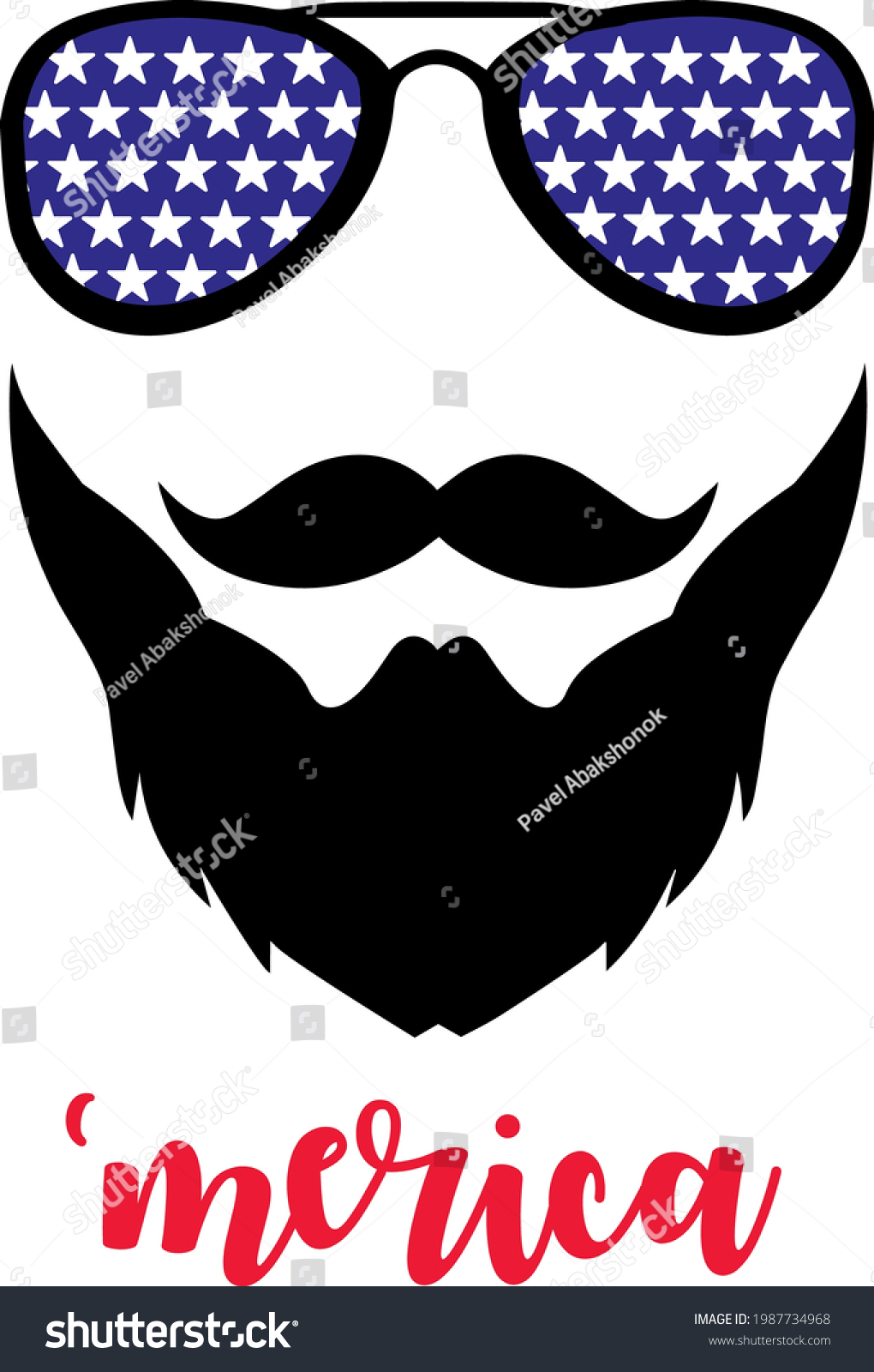 SVG of 4th of July SVG Usa Beard cut file Patriotic Bearded Man With Sunglasses. Independence Day Svg memorial sunglasses svg svg