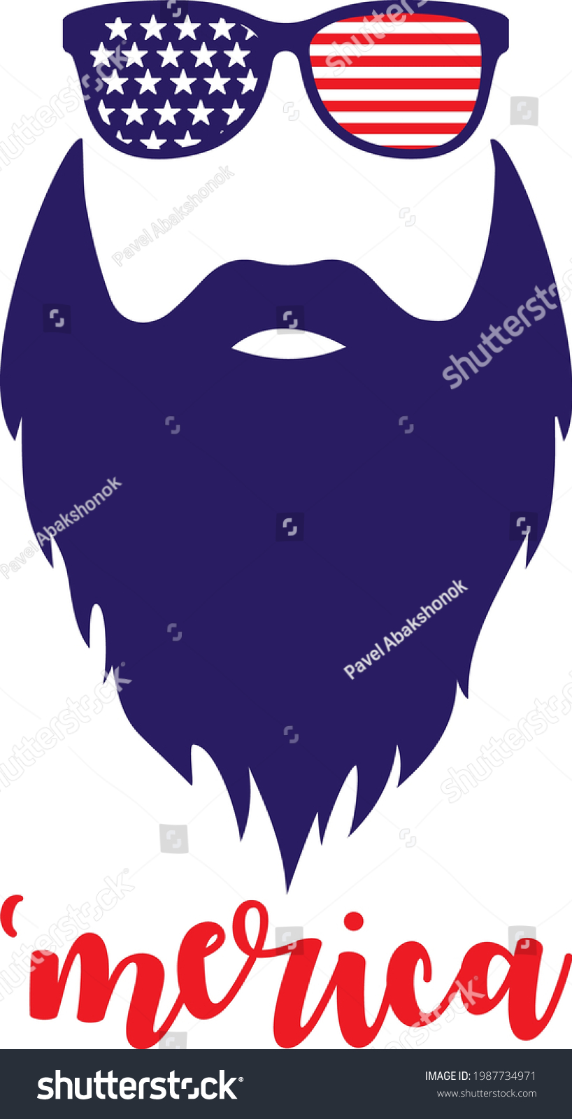SVG of 4th of July SVG Usa Beard cut file Patriotic Bearded Man With Sunglasses. Independence Day Svg memorial sunglasses svg svg