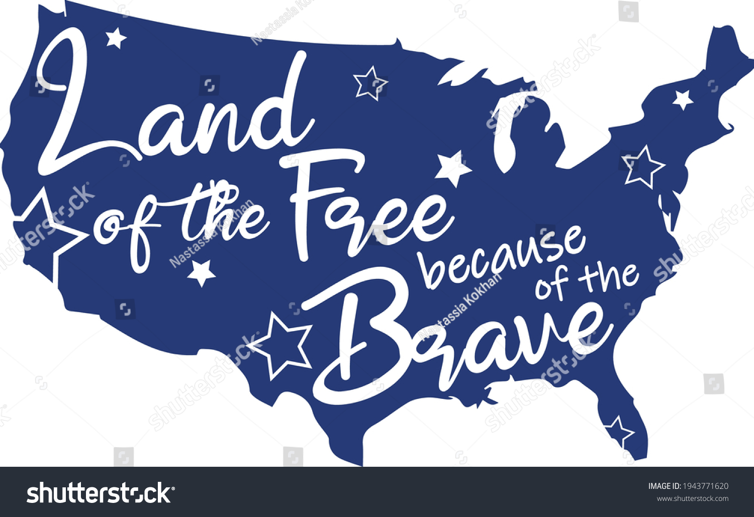SVG of 4th of July Svg vector Illustration isolated on white background. Independence day party decor for design shirt and scrapbooking.Land of the free because of the brave svg