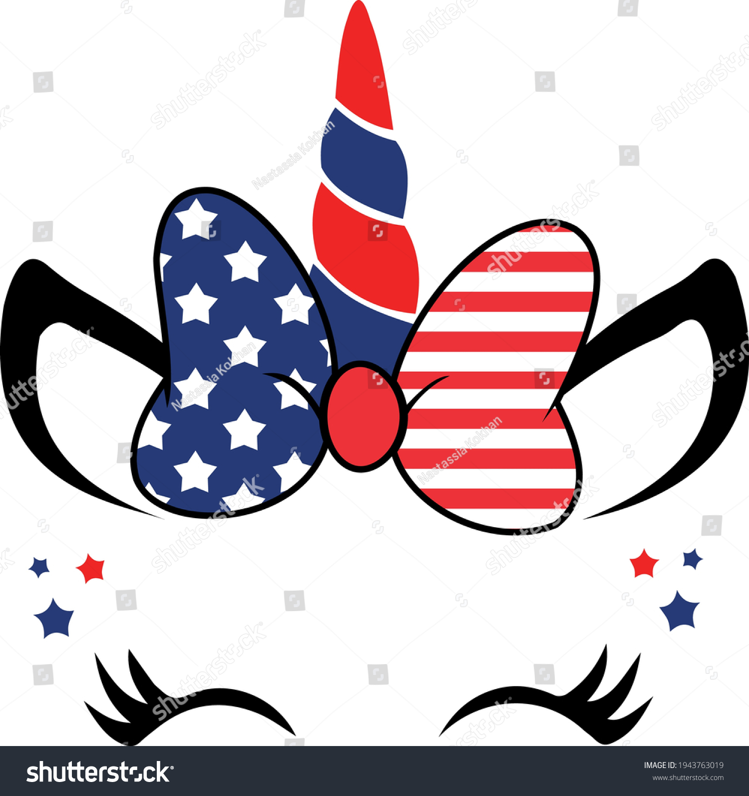 SVG of 4th of July Svg vector Illustration isolated on white background. Independence day party decor. 4th of July Unicorn svg for design shirt and scrapbooking.Unicorn with stars and stripes. svg