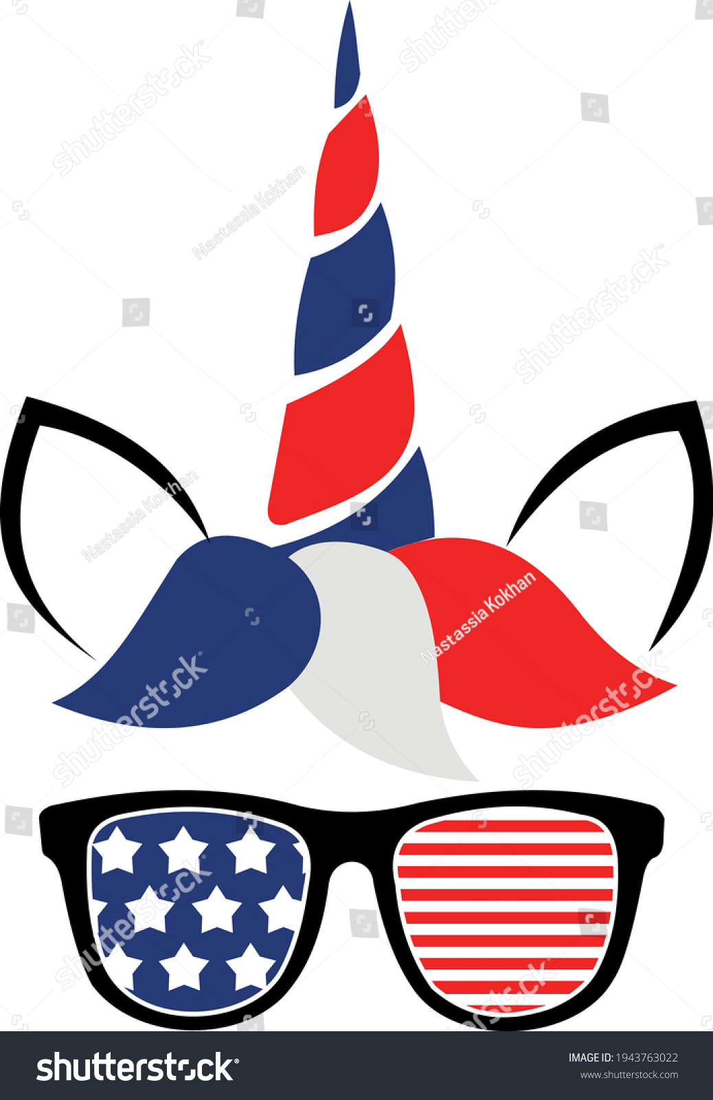 SVG of 4th of July Svg vector Illustration isolated on white background. Independence day party decor. 4th of July Unicorn svg for design shirt and scrapbooking.Unicorn with stars and stripes. svg