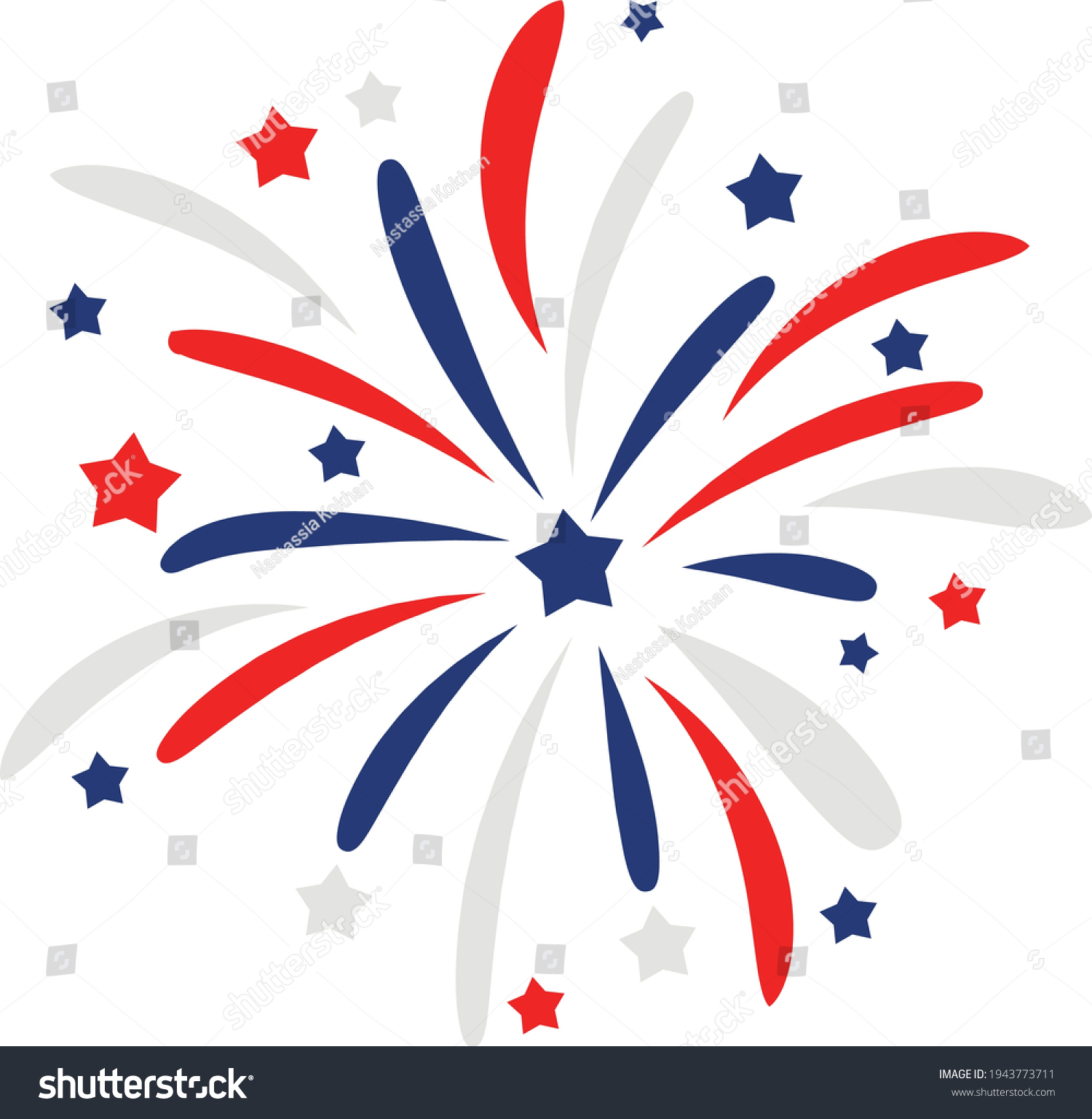 SVG of 4th of July Svg vector Illustration isolated on white background. Independence day party decor. 4th of July fireworks svg for design shirt and scrapbooking.Red blue and white Fireworks with stars. svg