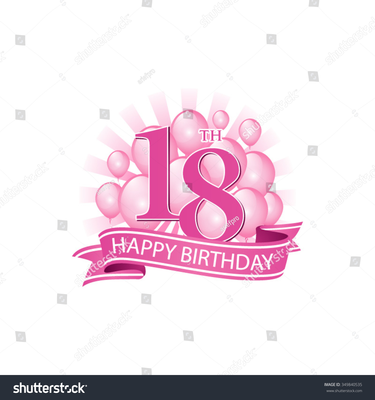 18th Pink Happy Birthday Logo Balloons Stock Vector ...