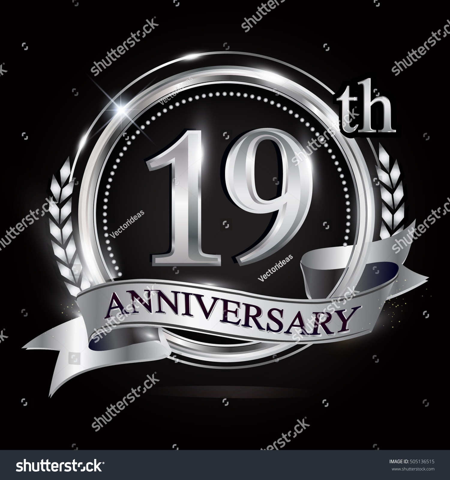 19th Silver Anniversary Logo Ring Ribbon Stock Vector 505136515 ...