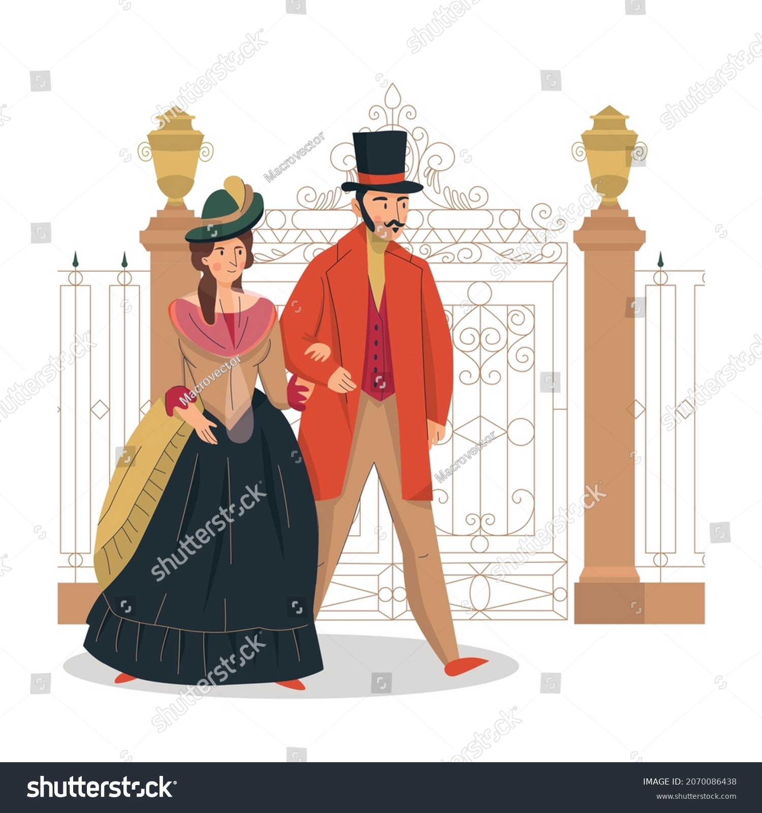 SVG of 18th 19th century old town fashion composition with human characters of aristocratic people vector illustration svg