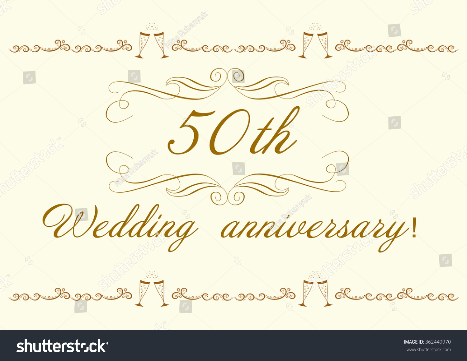 50th Wedding  Anniversary  Invitation Beautiful Vector  Stock 