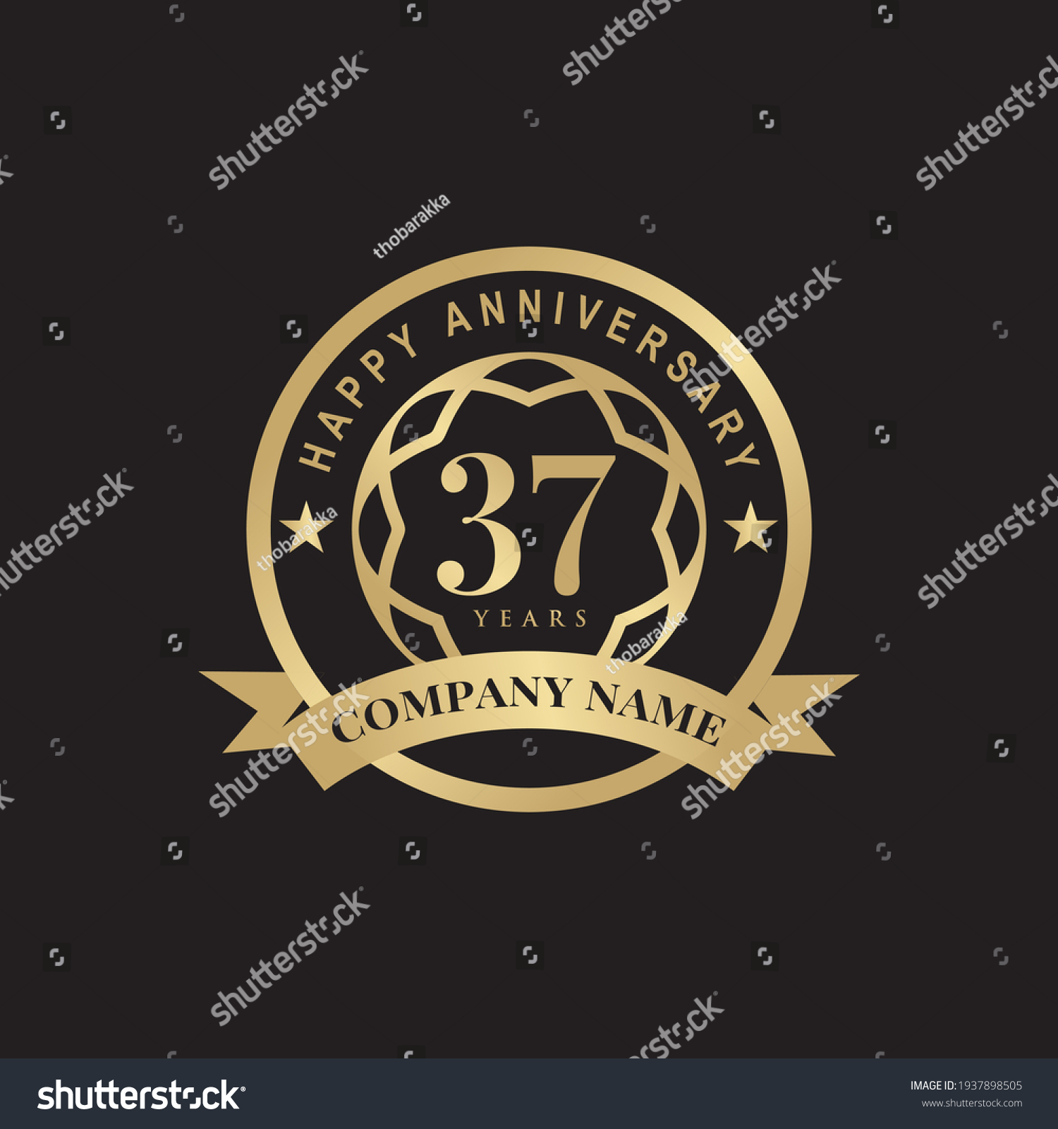 37th Year Anniversary Emblem Logo Design Stock Vector (Royalty Free ...