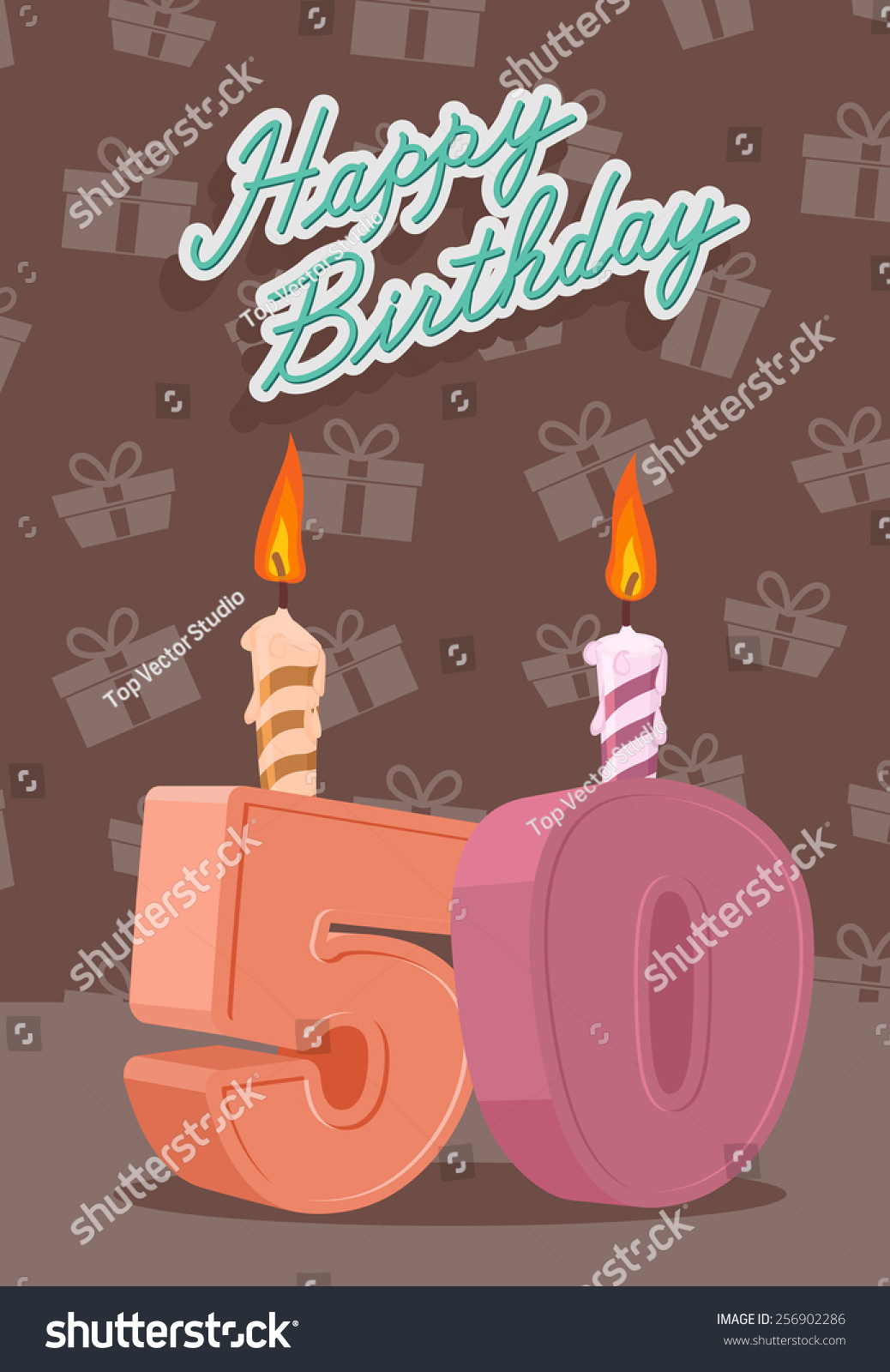 SVG of 50 th year Happy Birthday Card. Vector illustration svg