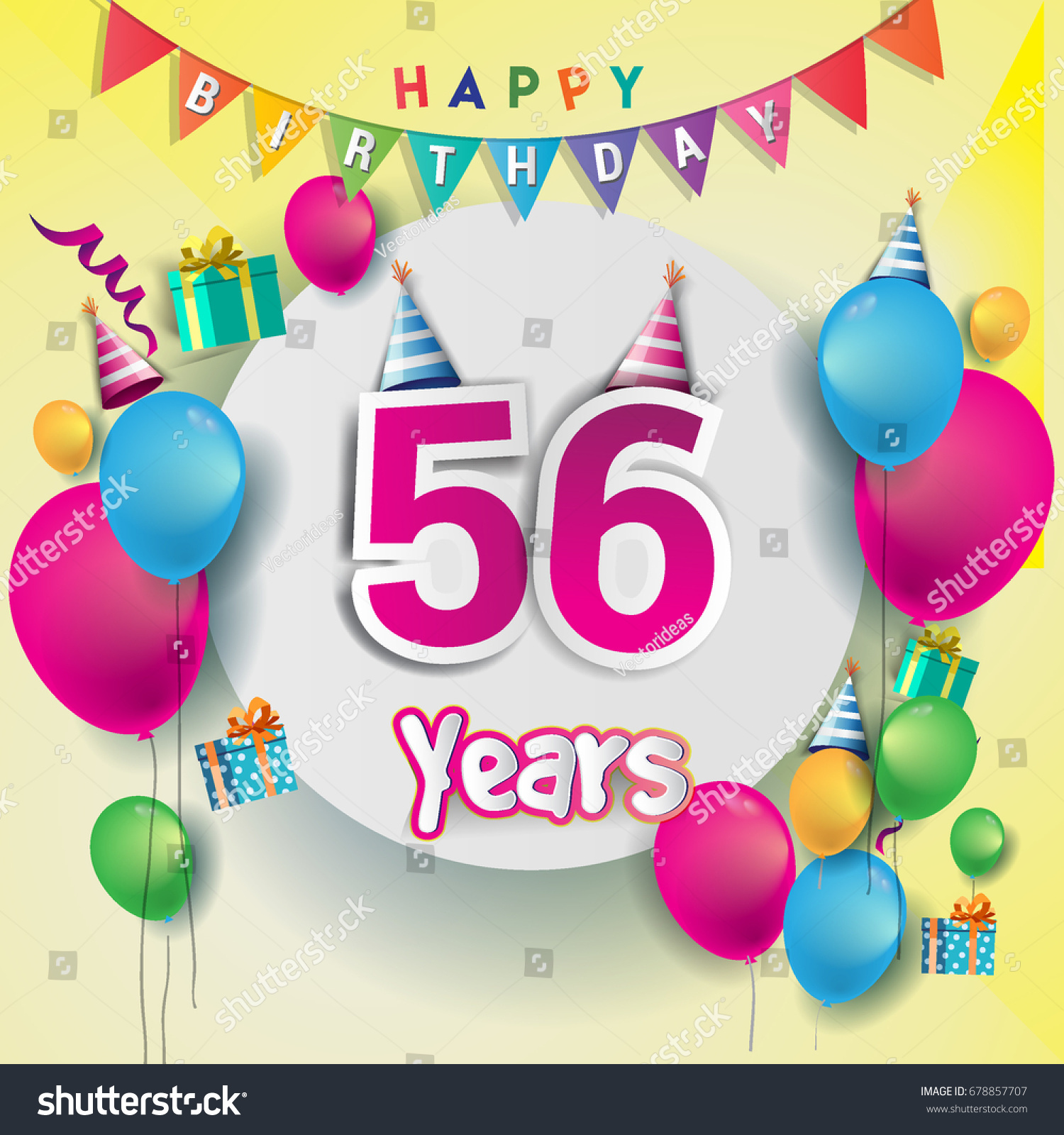 56th Years Anniversary Celebration Birthday Card Stock Vector (Royalty ...