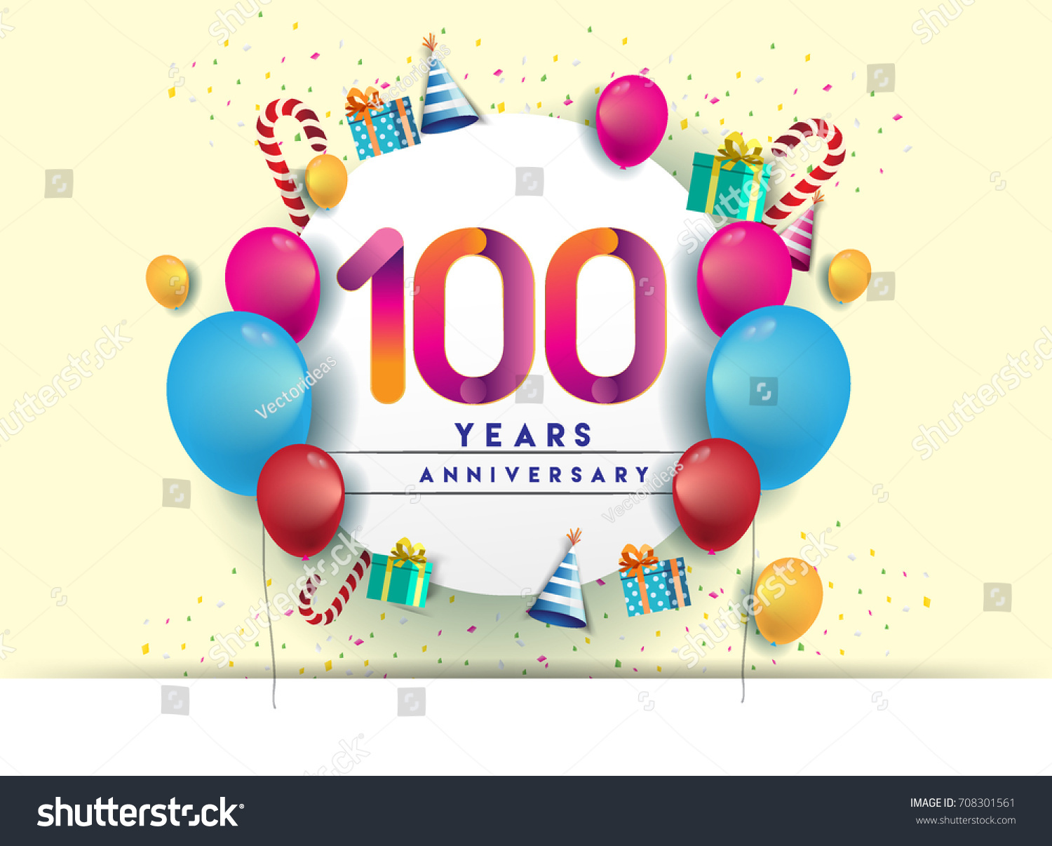 100th Years Anniversary Celebration Design Balloons Stock Vector ...