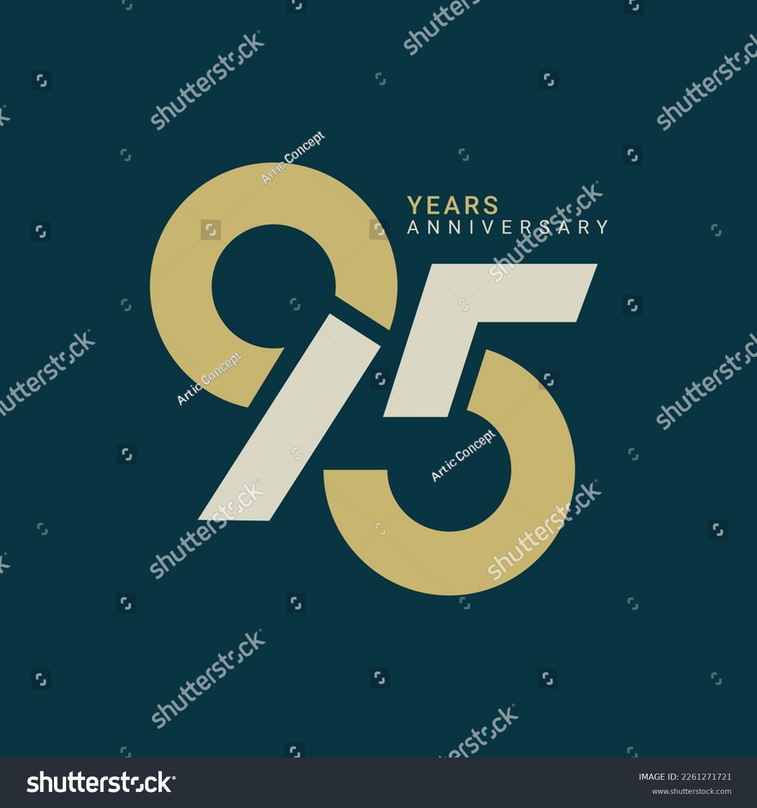 SVG of 95th, 95 Years Anniversary Logo, Golden Color, Vector Template Design element for birthday, invitation, wedding, jubilee and greeting card illustration. svg
