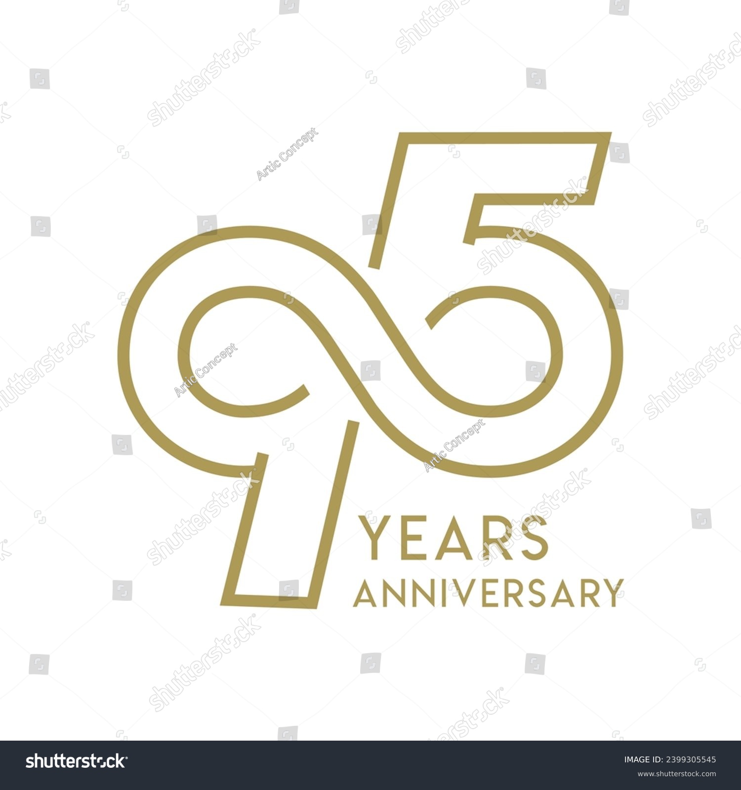 SVG of 95th, 95 Years Anniversary Logo, Golden Color, Vector Template Design element for birthday, invitation, wedding, jubilee and greeting card illustration. svg
