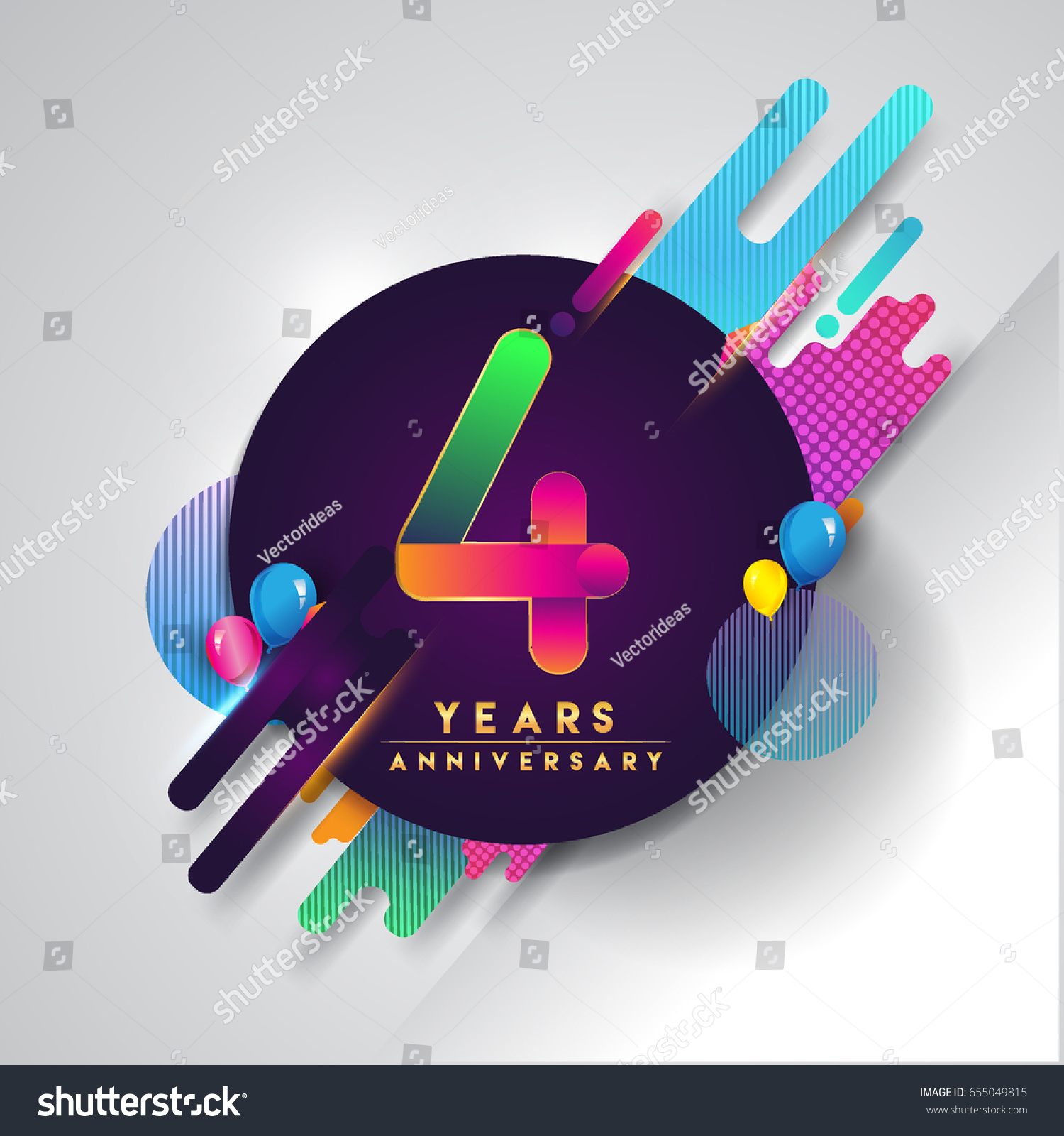 SVG of 4th years Anniversary logo with colorful abstract background, vector design template elements for invitation card and poster four years birthday celebration svg