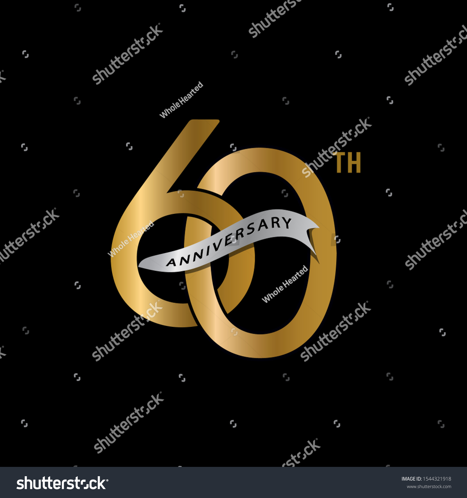 60th Years Gold Anniversary Celebration Simple Stock Vector (Royalty ...