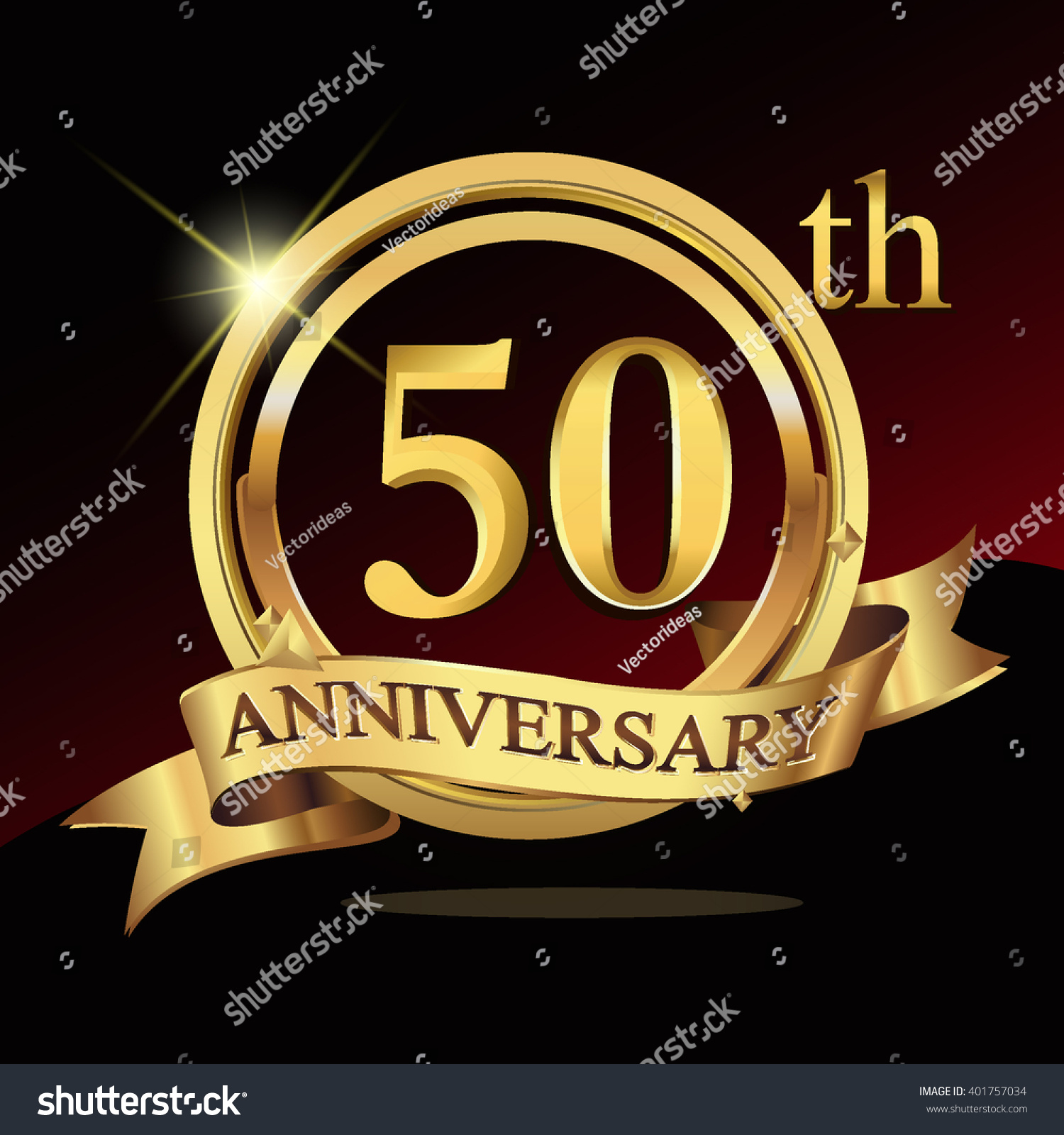 SVG of 50th years golden anniversary logo celebration with ring and ribbon. svg