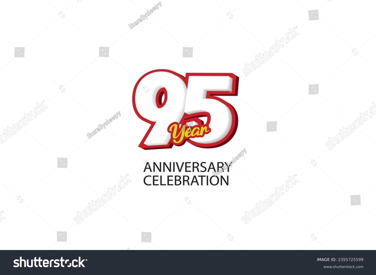 SVG of 95th, 95 years, 95 year anniversary minimalist logo, jubilee, greeting card. Birthday invitation, sign. Red space vector illustration on white background - Vector svg