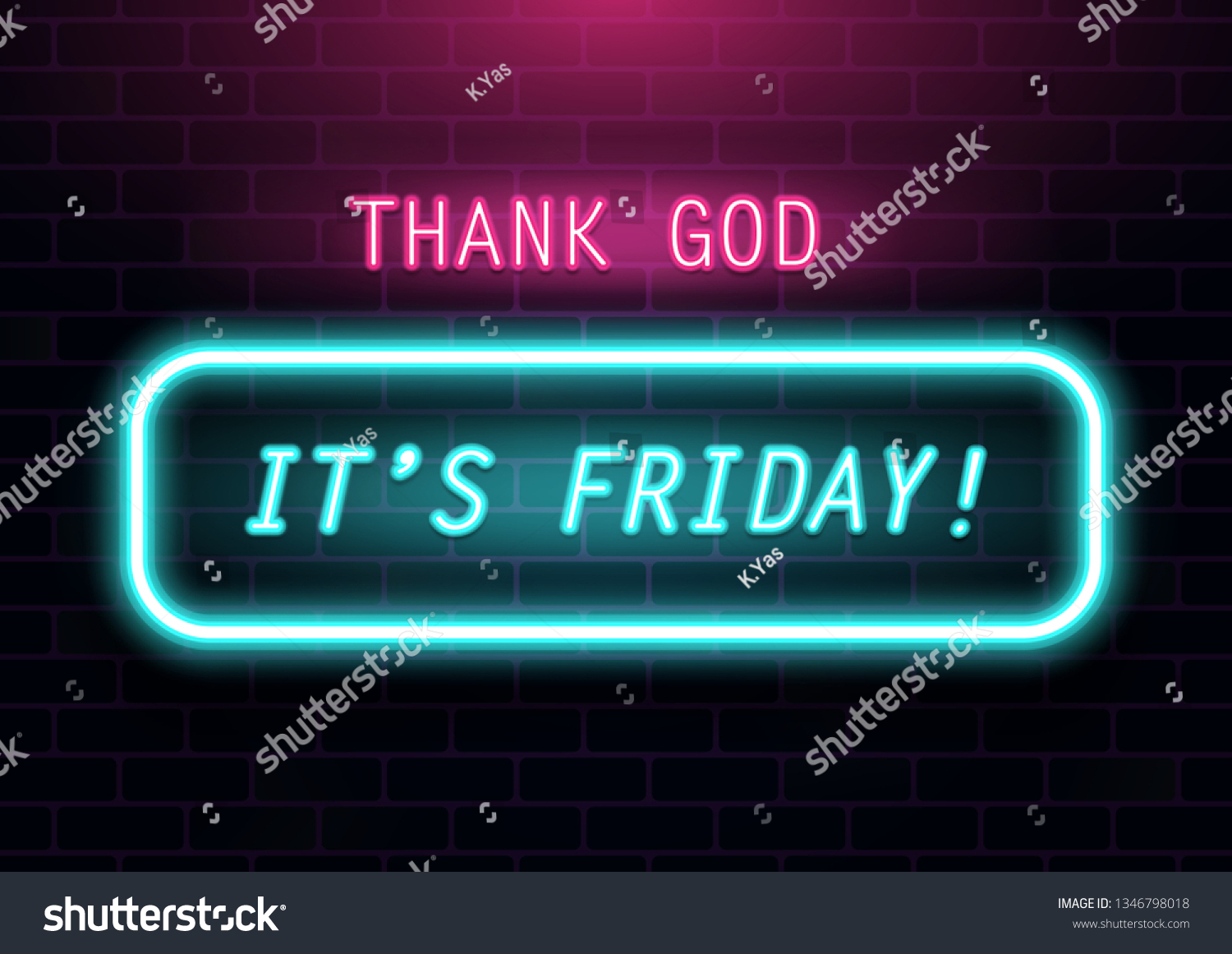 Thank God Friday Lettering Neon Light Stock Vector Royalty Free 1346798018 7261