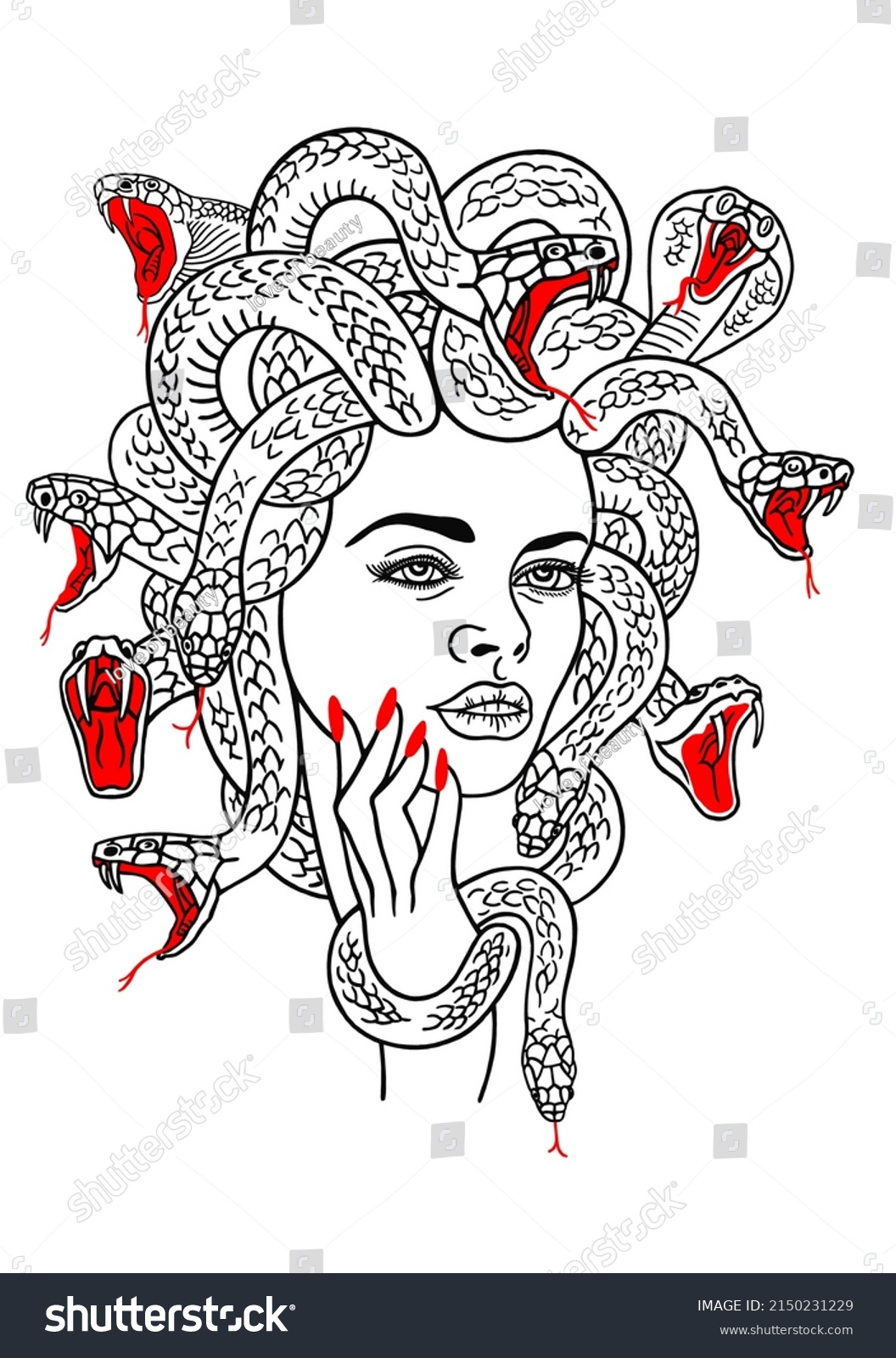 Gorgon Medusa Drawing On White Background Stock Vector (Royalty Free ...