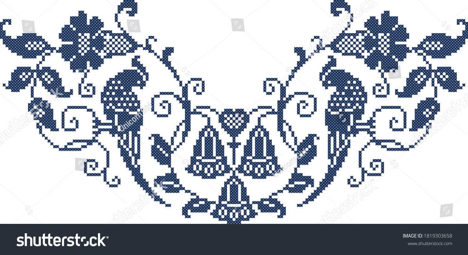 SVG of 
The scheme for cross-stitch flowers with leaves on which sit the birds in blue svg
