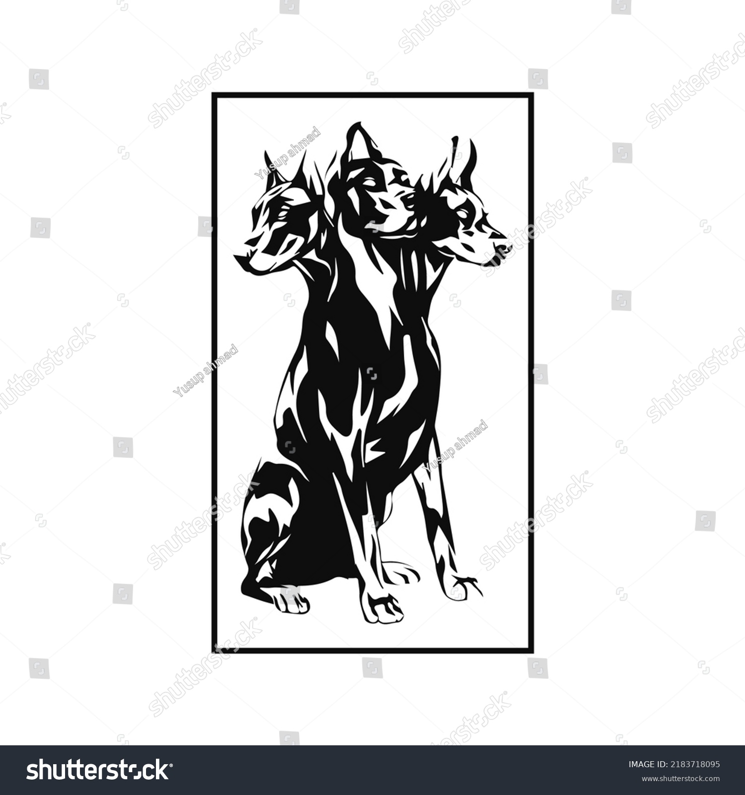 SVG of  three headed dog silhouette vector svg