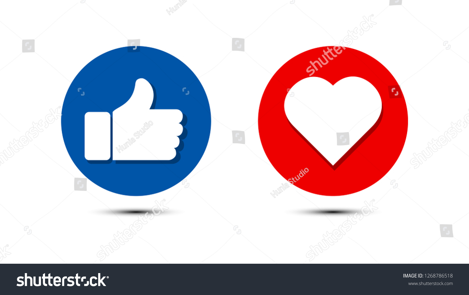 Thumbs Heart Icon Blue Red Circle Stock Vector Royalty Free