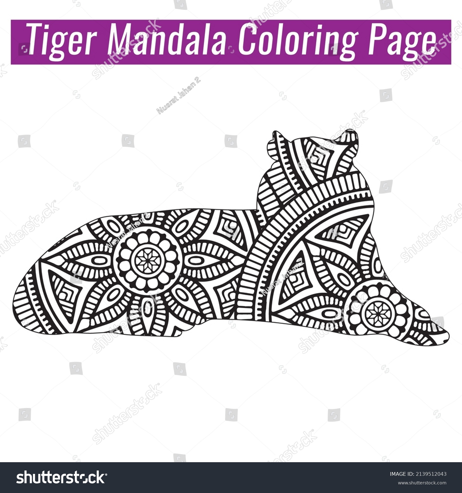 Tiger Mandala Coloring Page Adult Kids Stock Vector Royalty Free   Stock Vector  Tiger Mandala Coloring Page For Adult And Kids 2139512043 