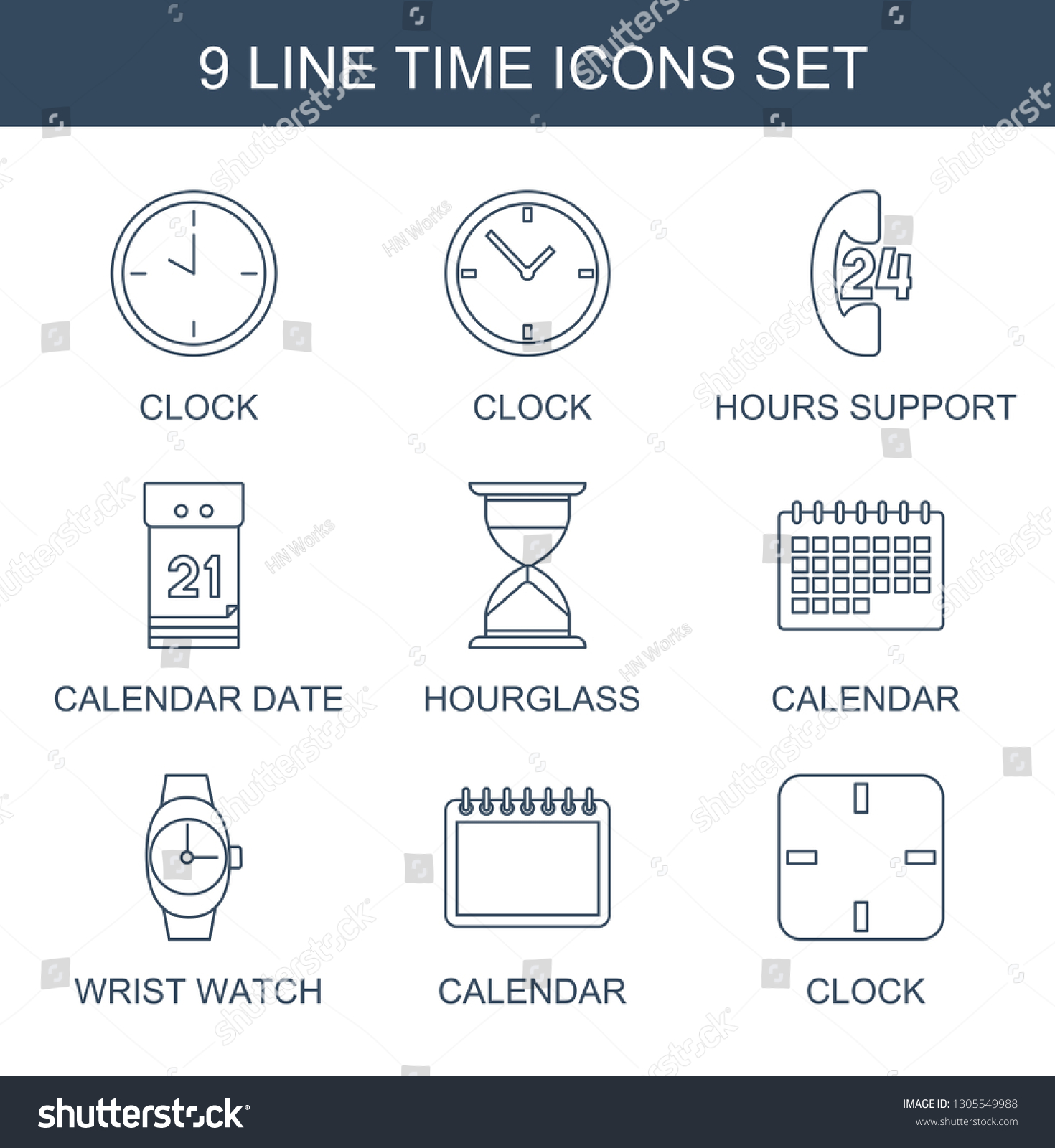 9 time icons trendy time icons stock vector royalty free 1305549988 shutterstock