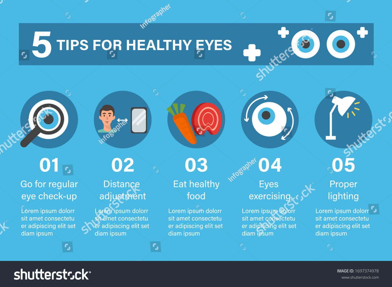 5 Tips Healthy Eyes Infographic Template Stock Vector Royalty Free 1697374978 Shutterstock