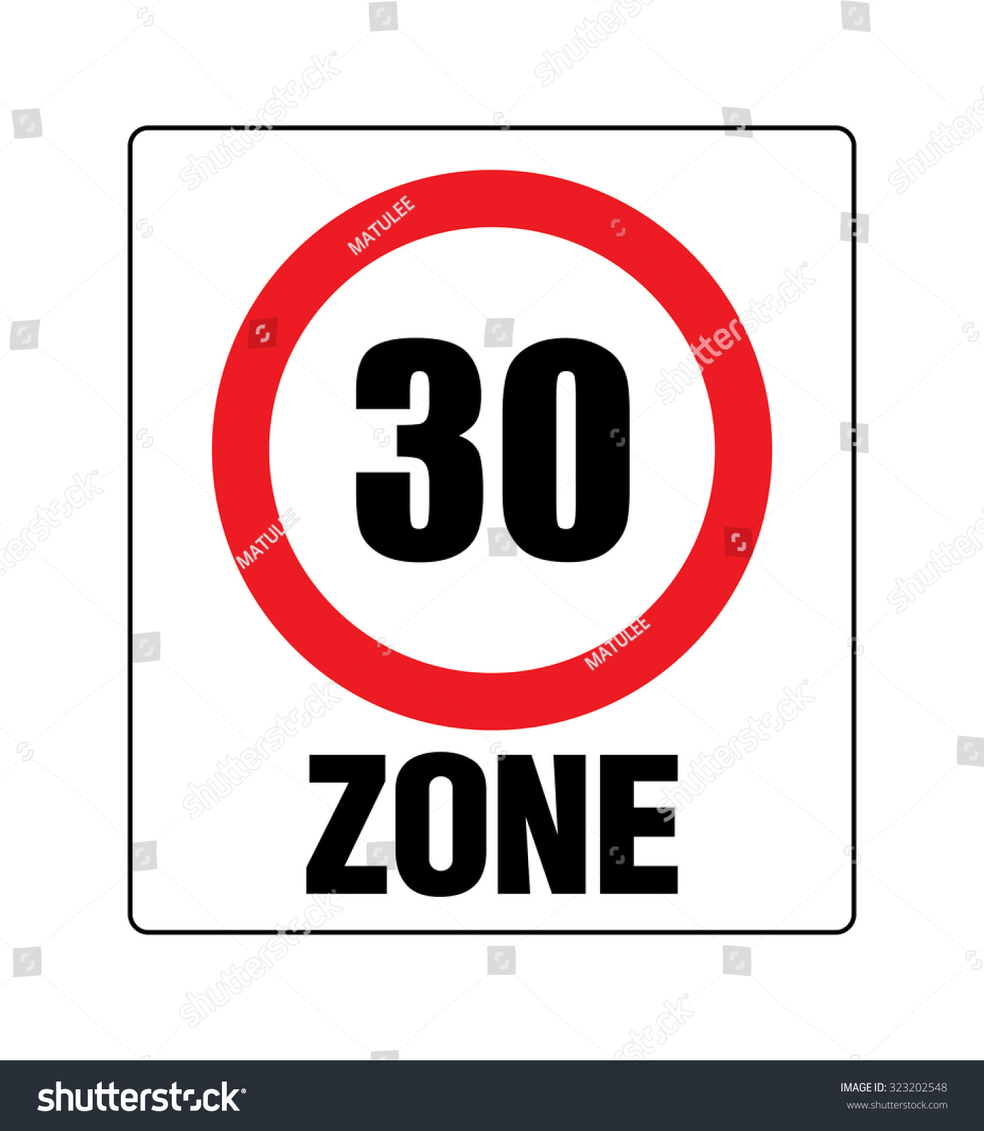 Traffic Sign Speed Limit 30 Kilometers Stock Vector Royalty Free 323202548 